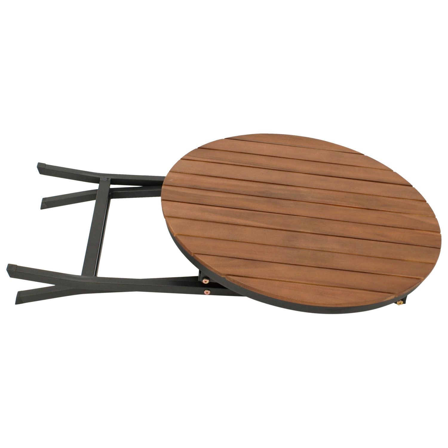 DEGAMO Bistrotisch LIENZ (1-St), 61,5cm rund, klappbar, Akazienholz, Stahlgestell schwarz