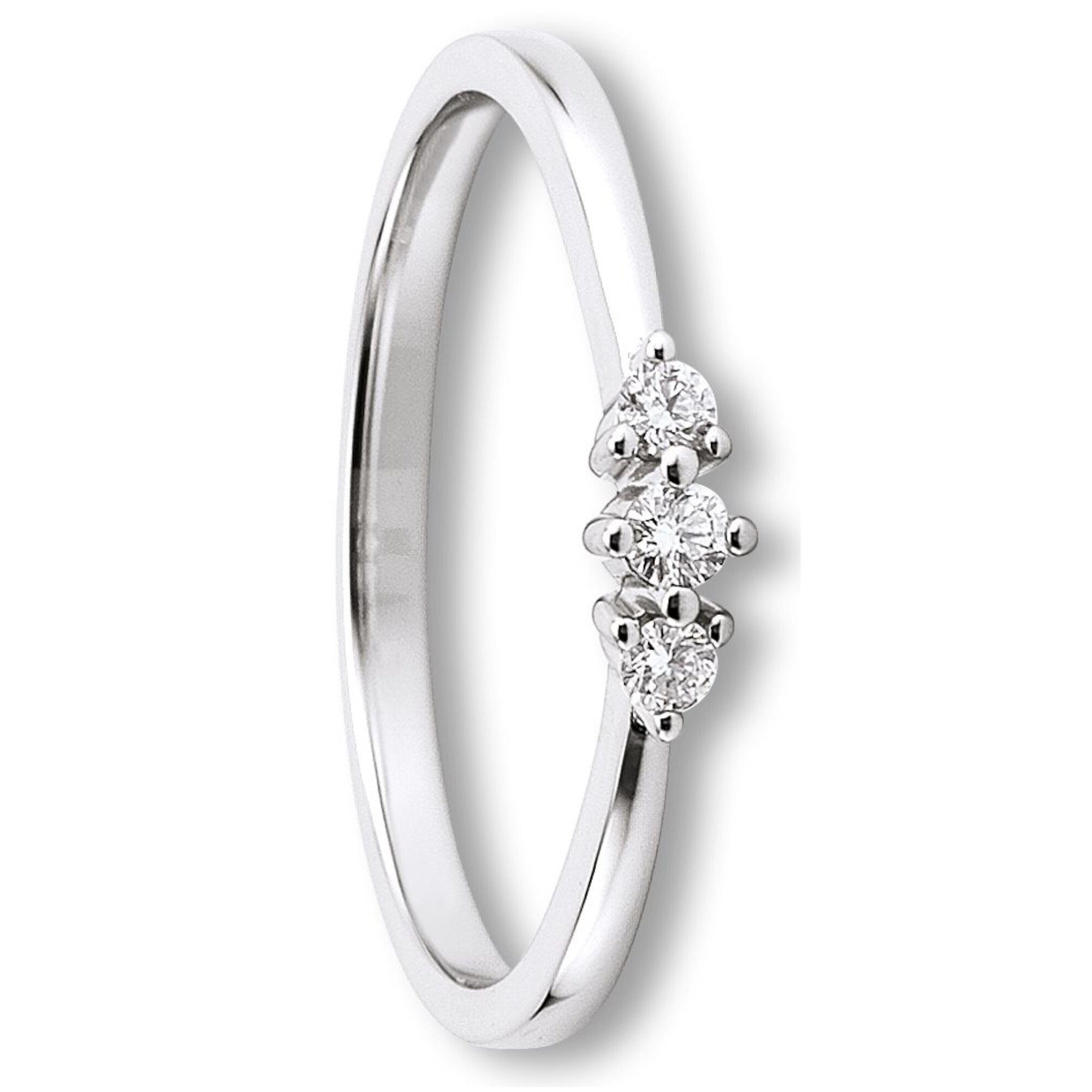 Weißgold, Diamantring Damen ct aus Diamant Schmuck Brillant 0.1 Gold ELEMENT 585 ONE Ring