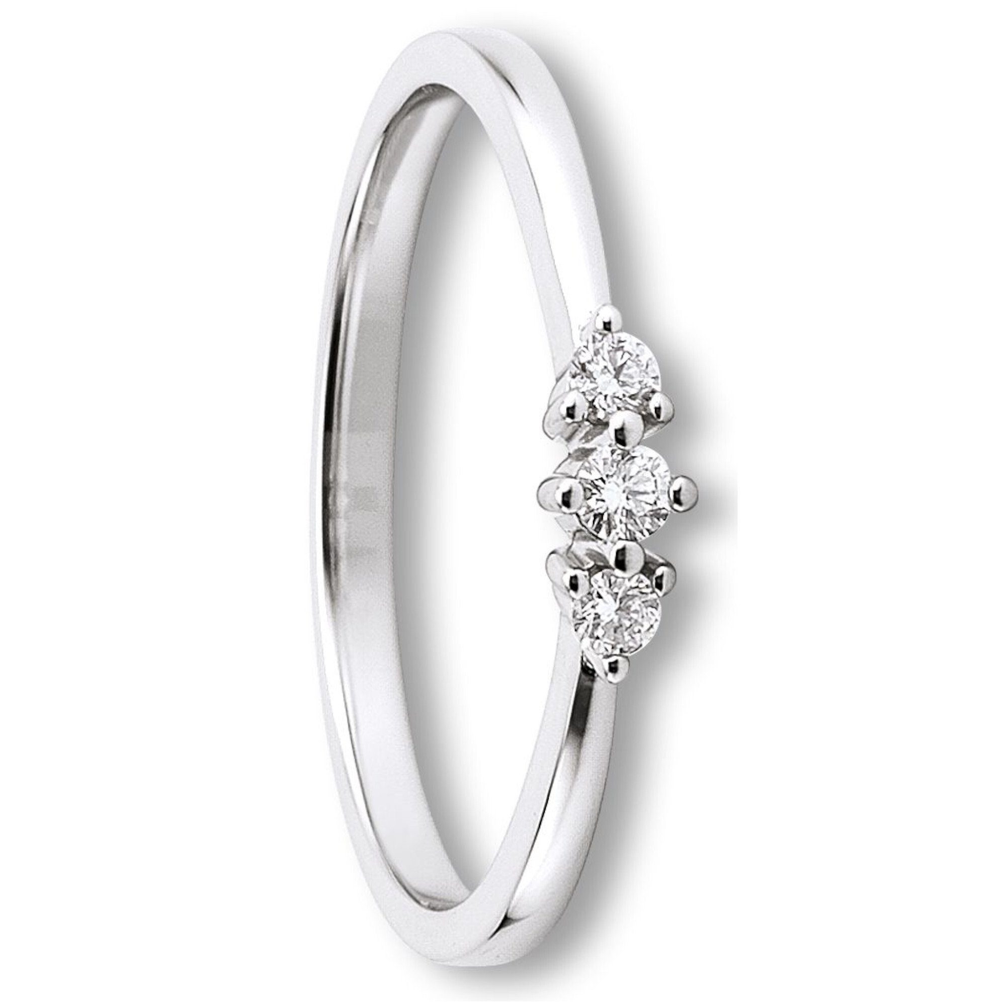 Diamantring 0.1 ct Diamant Brillant Ring aus 585 Weißgold