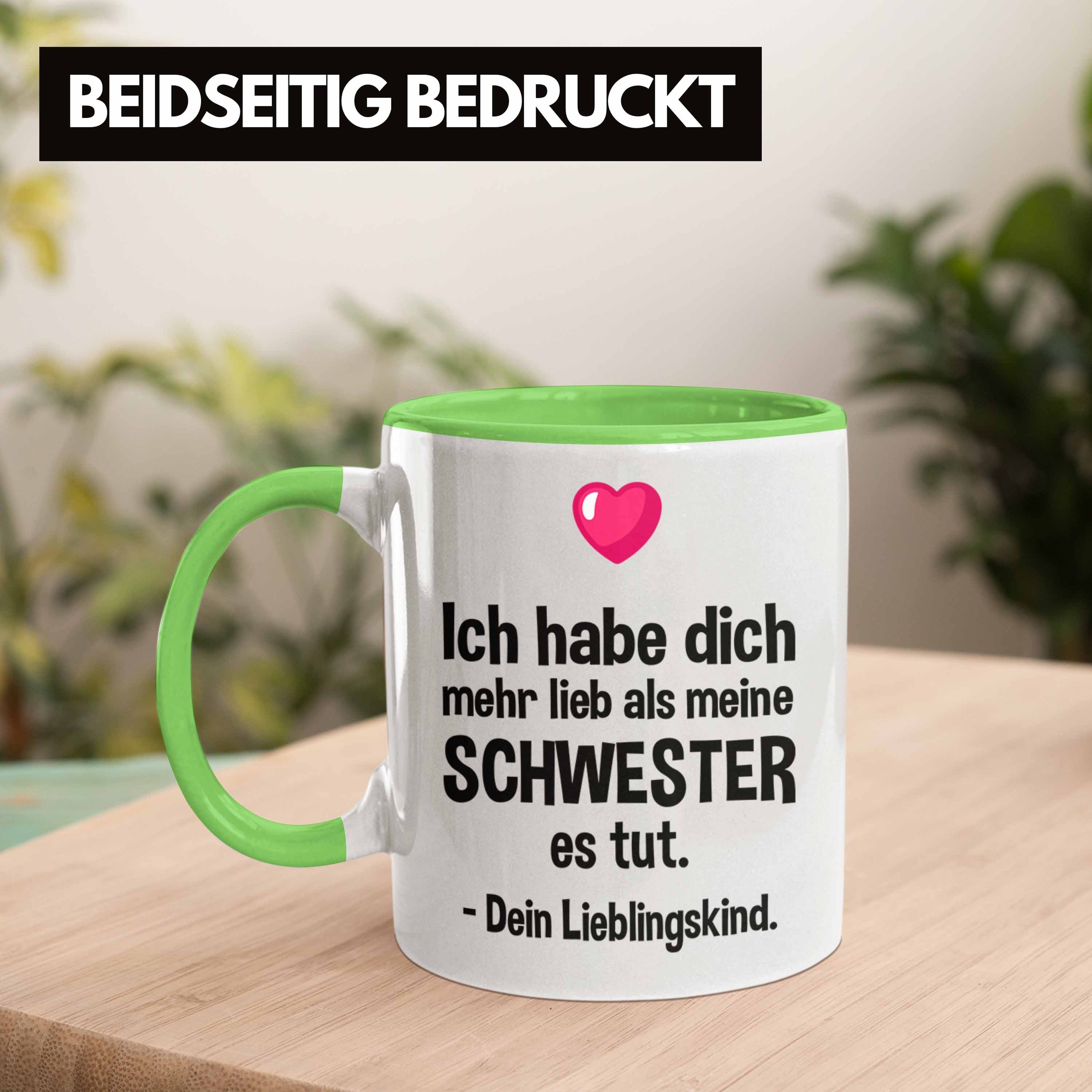 Tasse Muttertag Kinder Vatertag Tasse Spruch - Trendation Lieblingskind Grün mit Sohn Mama Tasse Geschenk Trendation Tochter