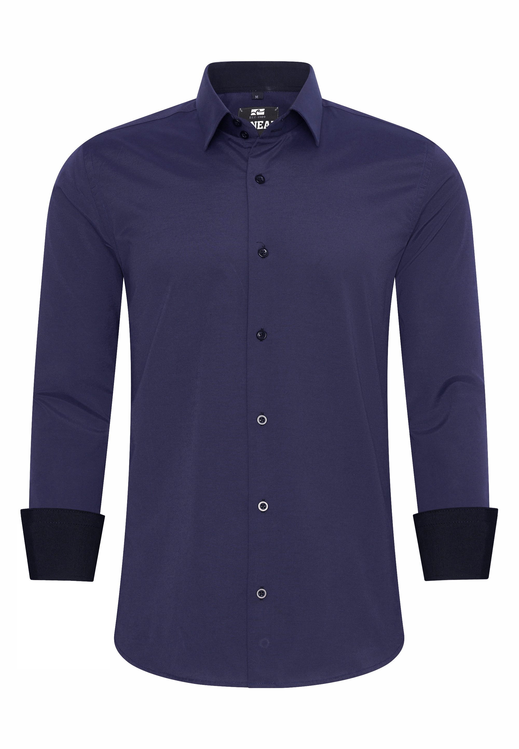R-NEAL Businesshemd Herren Kontrast Hemd "R-NEAL" Hochzeit-Hemd Slim Fit Stretchhemd