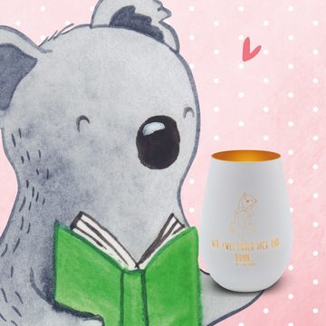 Mr. & Mrs. Panda Windlicht Hund Streicheln - Weiß - Geschenk, Teelicht aus Glas, Tierliebhaber, (1 St), Matteffekt