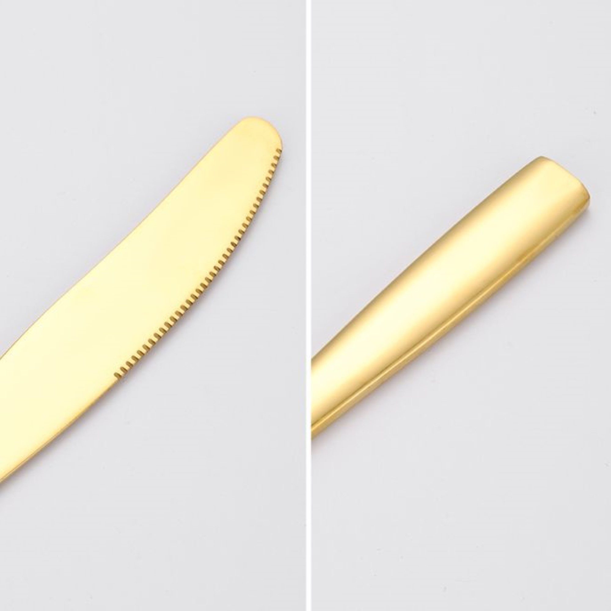 Cheffinger Besteck-Set 6er Set goldene Tafelmesser aus hochwertigem Edelstahl Modern Elegant, Edelstahl
