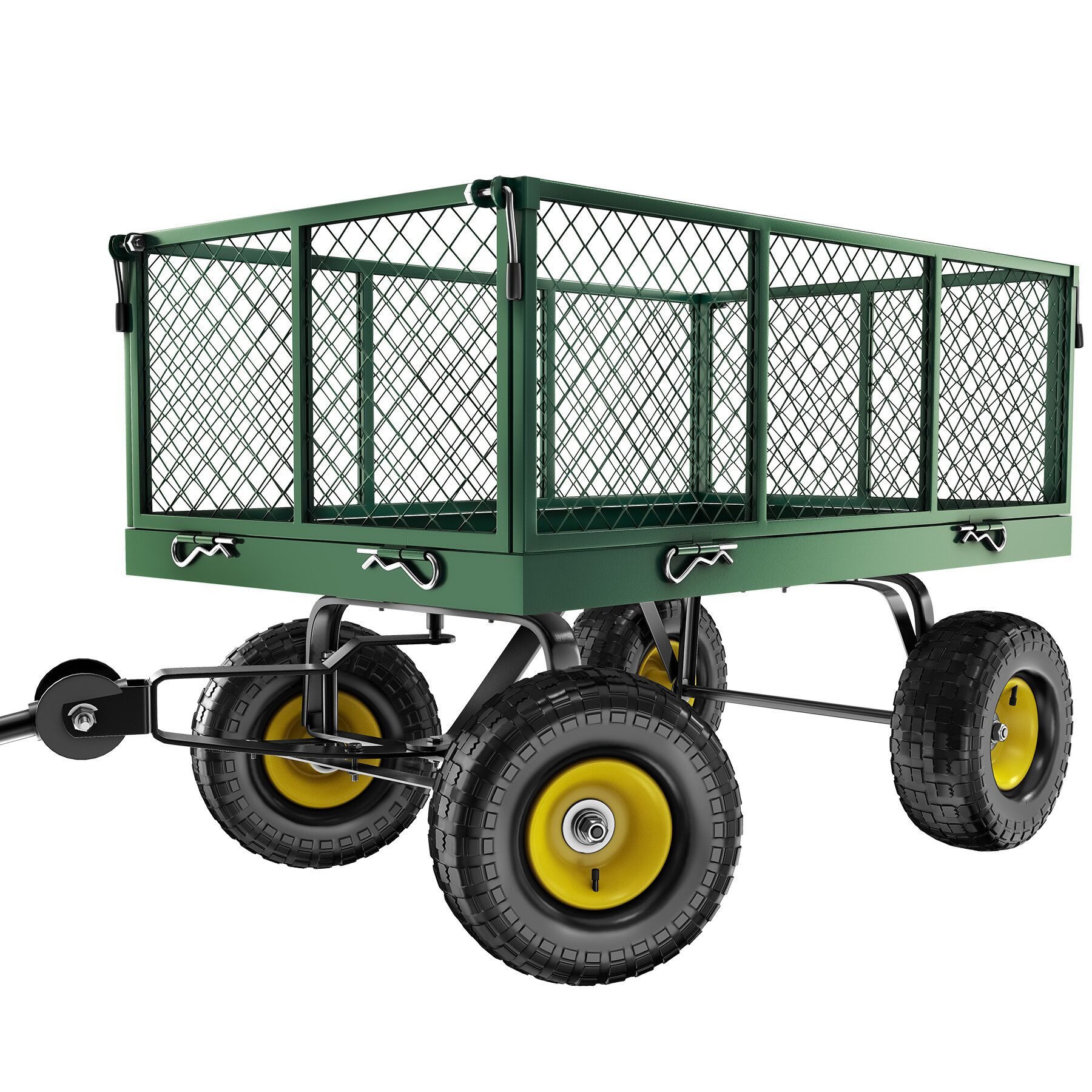 tectake Bollerwagen Handwagen mit Ablage max. 550kg mit klappbaren Seitenwänden (1 Transportwagen, 1-tlg., 150L Volumen in Grün), mit klappbaren Seitenwänden