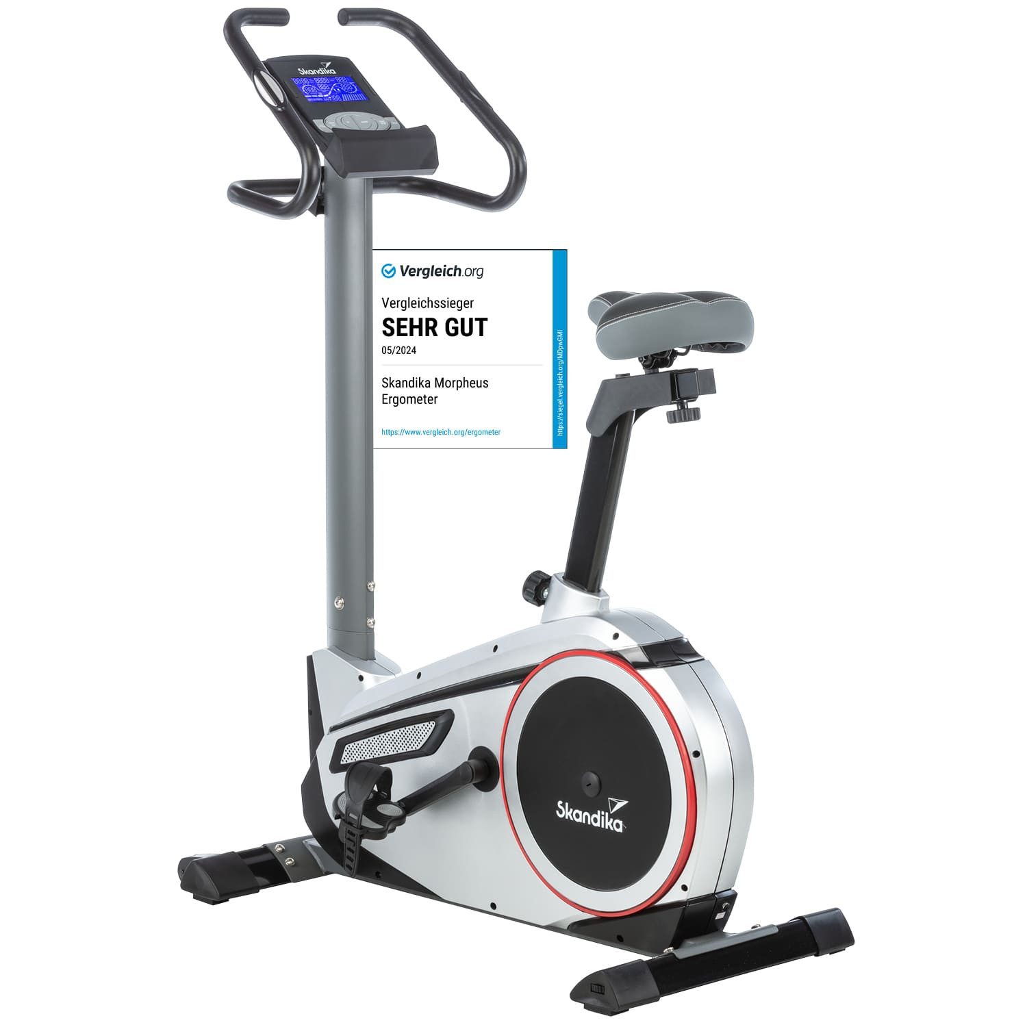 Skandika Ergometer Fahrrad Morpheus, Ergometer für Zuhause, Fitnessbike bis 150 kg, 12kg Schwungmasse, 32 Stufen, 24 Programme, kompatibel mit Kinomap/App
