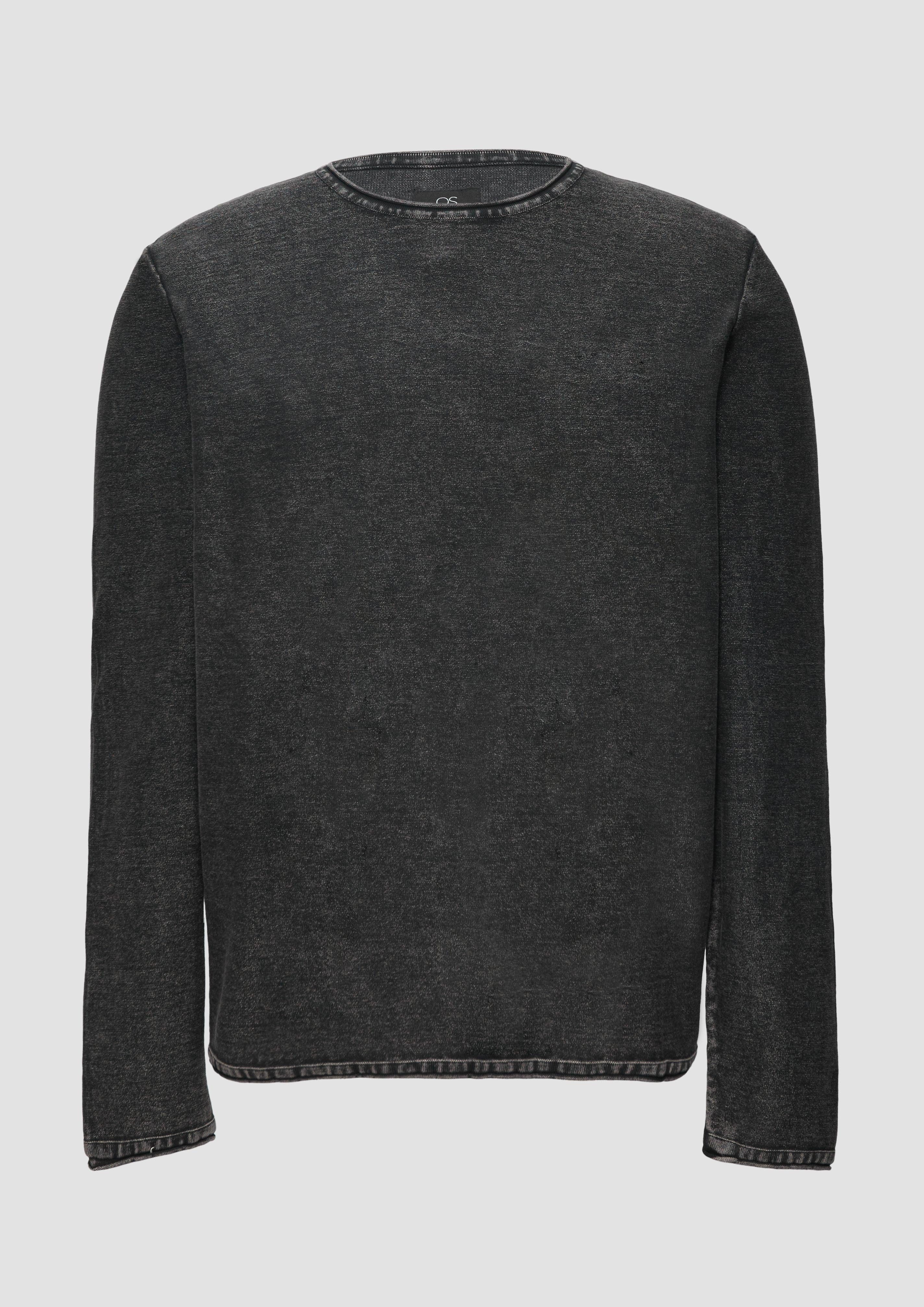 QS Strickpullover Gewaschener Strickpullover mit Rollsaum günstig online kaufen