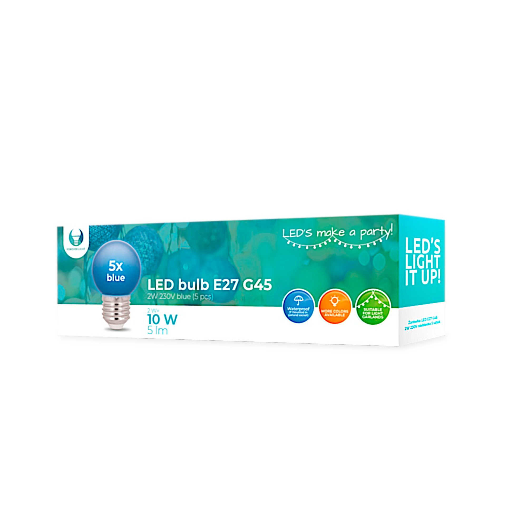 Forever Light LED-Leuchtmittel für dekorative Beleuchtung, E27, 5 St., Blau