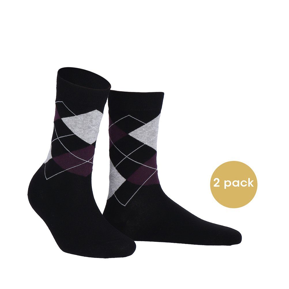 Wilox Komfortsocken BIO-Baumwollsocke Scotish Argyle (2-Paar) aus hautfreundlicher Baumwolle