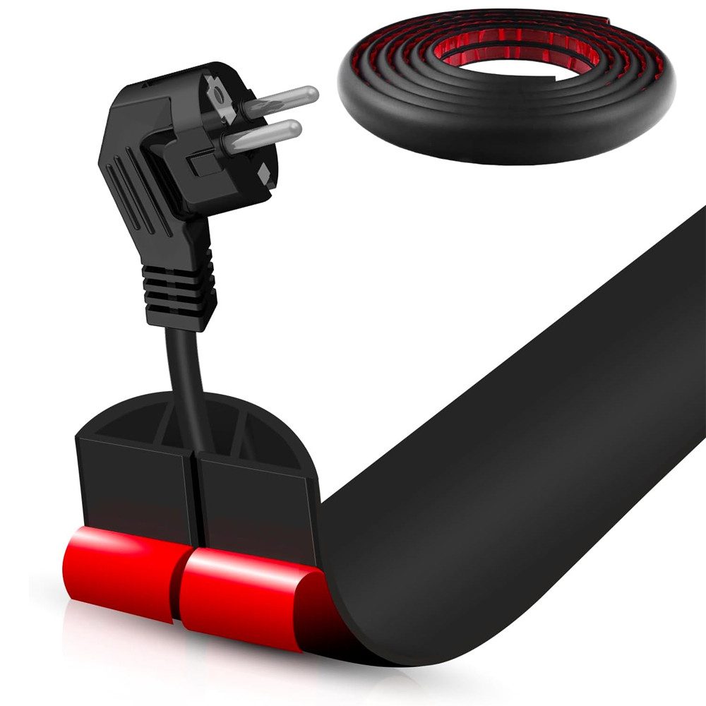 TUWENA Kabelkanal 3m Kabelkanal selbstklebend, Flexiblen Kabelschutz, Boden Kabelbrücke