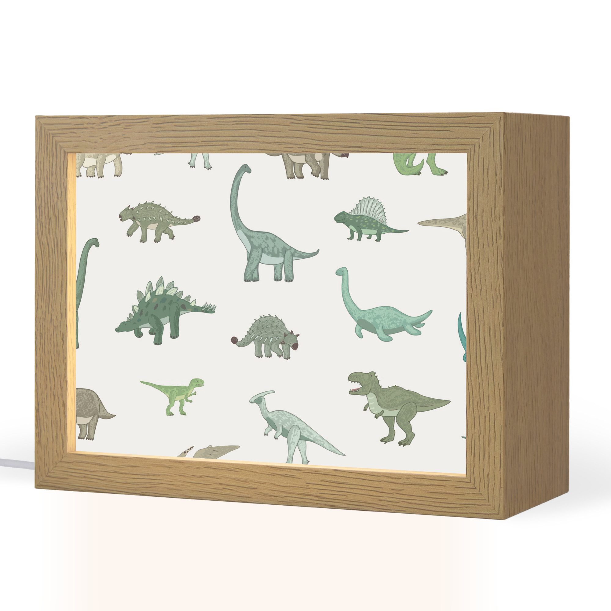 OnlyWow Nachttischlampe Dino - Grün - Jungen - Dinosaurier - Blau, Dimmbar, Farbwechsel, LED, Warmweiß, Kaltweiß, Neutralweiß Einstellbar, Nachtlicht, Kinder- und Babyzimmer, Dimmbar, mit Kabel, Tischleuchte