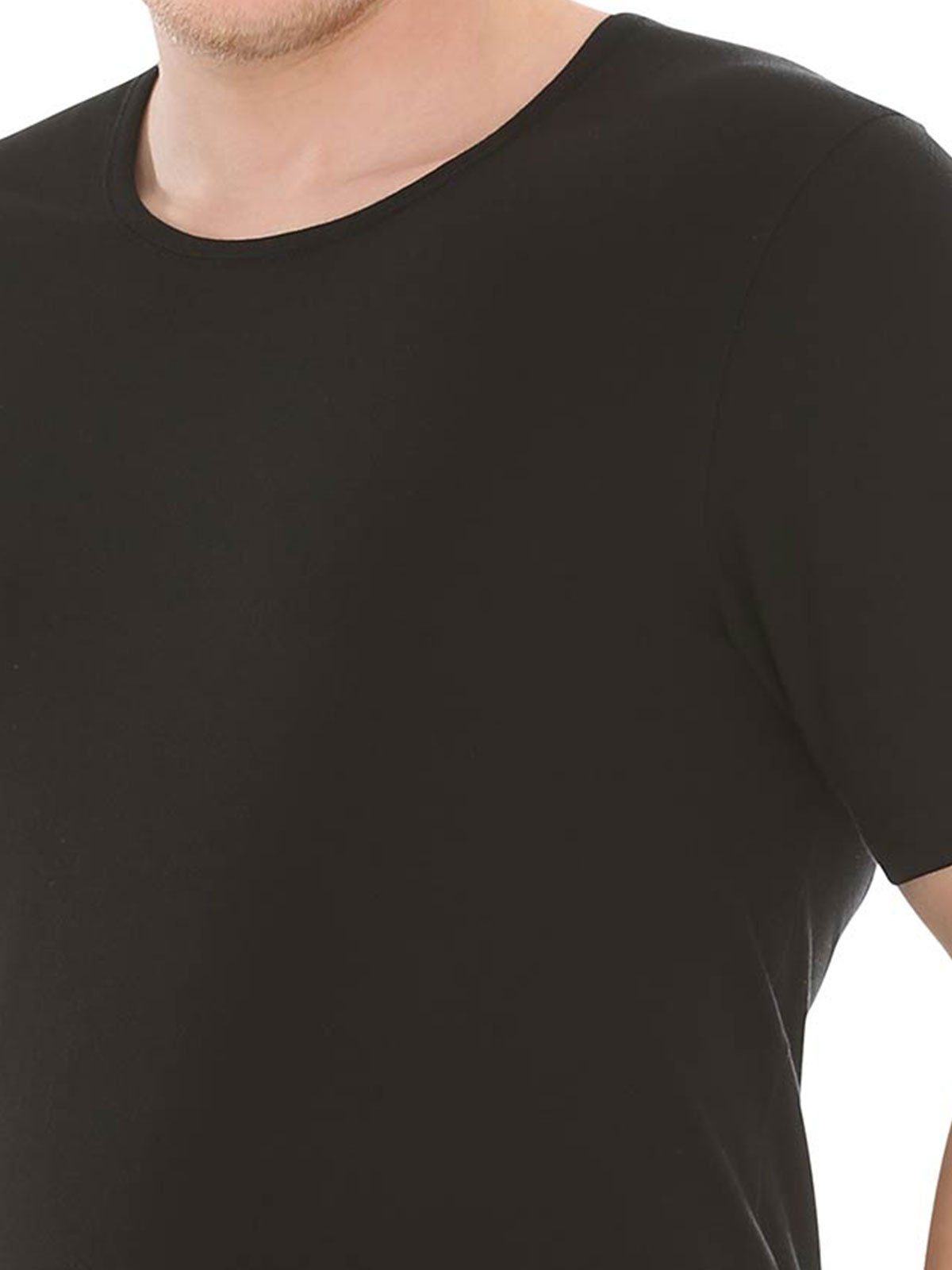 COMAZO Unterziehshirt 2er Pack Herren Vegan (Stück, kurzarm Shirt 2-St) schwarz