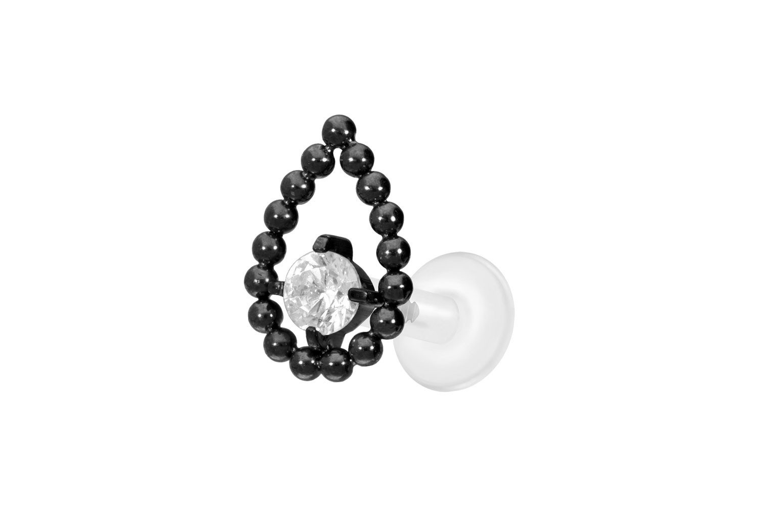PIERCINGLINE Piercing-Set PTFE Labret mit Innengewinde + Titan-Aufsatz TROPFEN + KRISTALL (Labrets, 1-tlg)