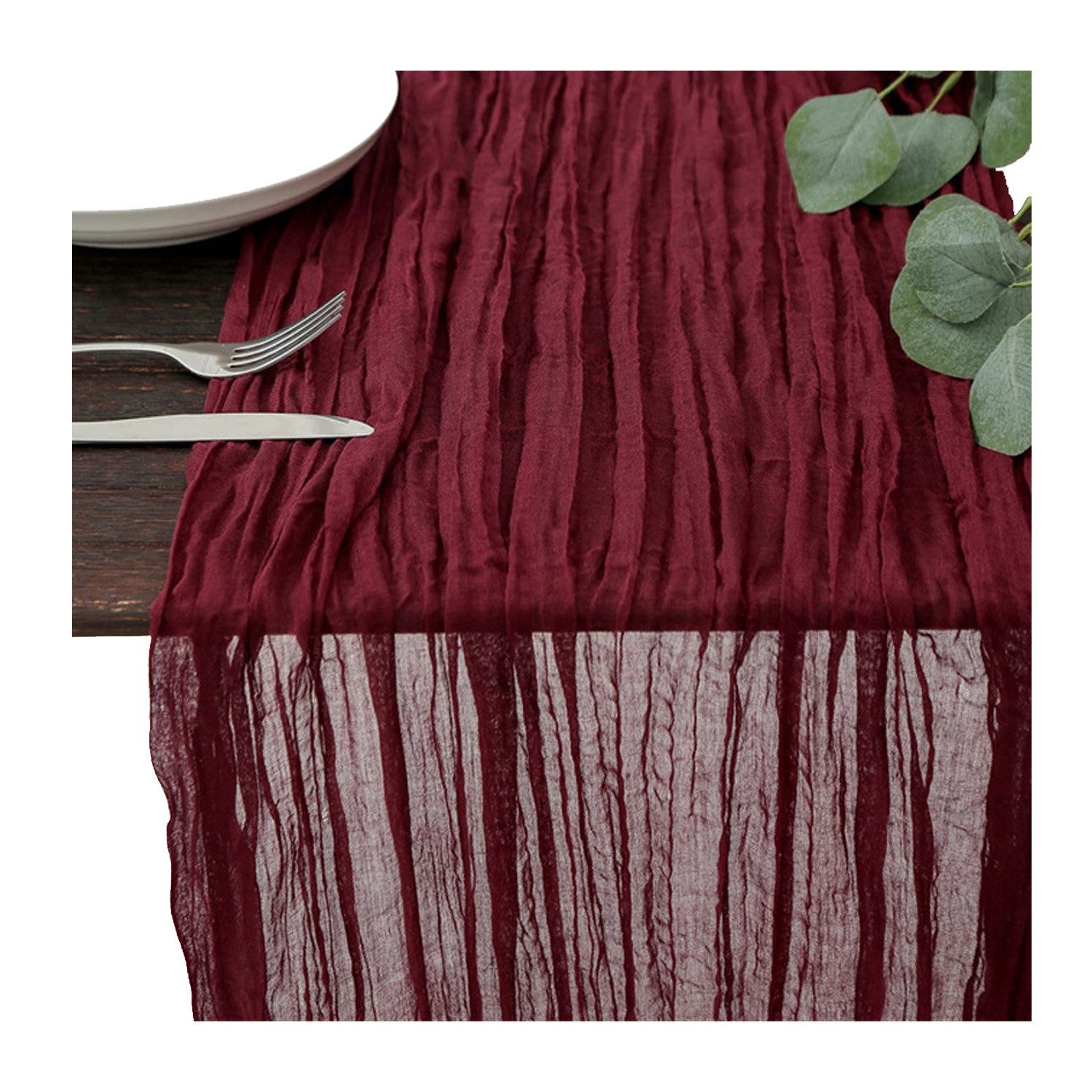 Minicloss Tischläufer Bali-Gaze mit Falten Tischdecke Bohemian Tabelle Flagge (1-tlg), 90 x 300 cm Romantische Tischdecke Dekoration