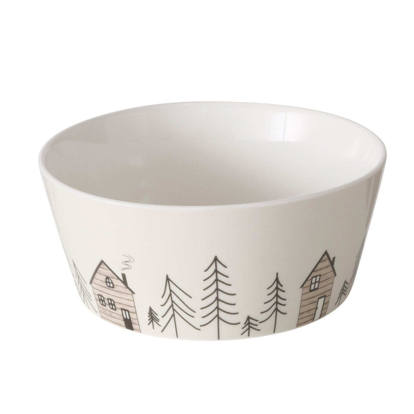 BOLTZE GRUPPE GmbH Schüssel Schale mit winterlichem Tannenbaummotiv HOMEWOOD, Ø15 cm, Keramik, (1 Stk), mit winterlichem Tannenbaummotiv