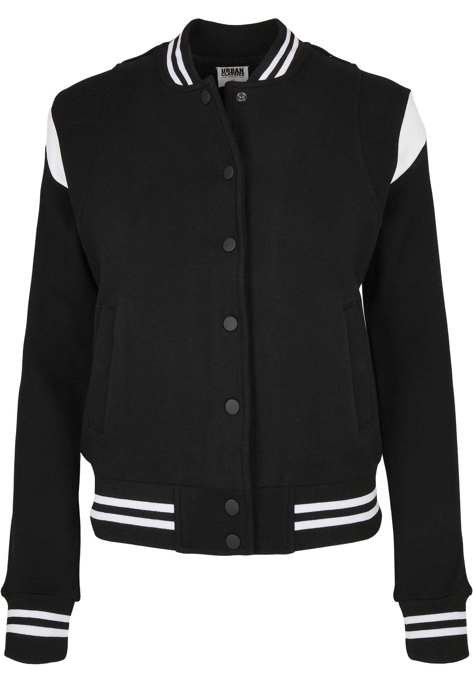 URBAN CLASSICS Collegejacke Damen Ladies Organic Inset College Sweat Jacket (1-St) black/white