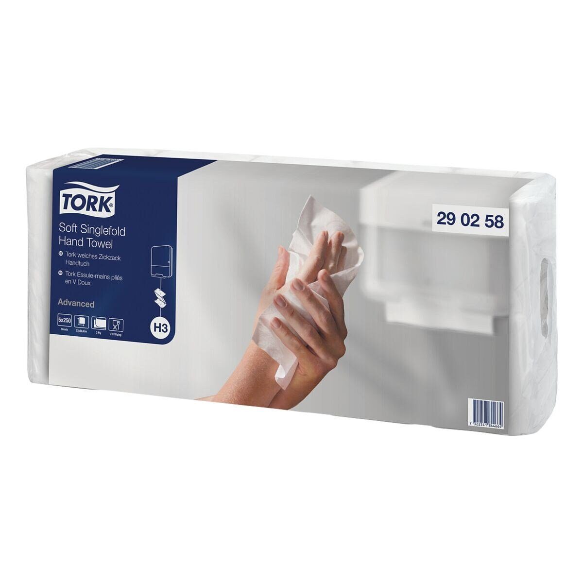 TORK Papierhandtuch Advanced C & C H3, 2-lagig, 24,8 cm x 23 cm, Z-Falzung, Recyclingfaser, 3750 Blatt