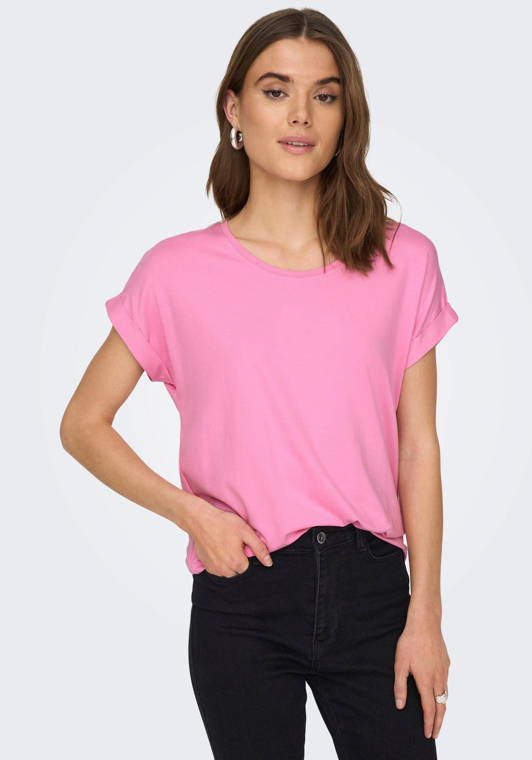 ONLY T-Shirt ONLMOSTER mit Aufschlag am Arm Begonia Pink