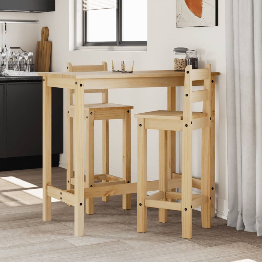 furnicato Bargruppe Bar-Set aus massivem Kiefernholz Honigwachs 112x57x101 cm Tisch, 37x38, (1-tlg), Sitzgruppe mit ergonomischer Rückenlehne und integrierter Fußstütze