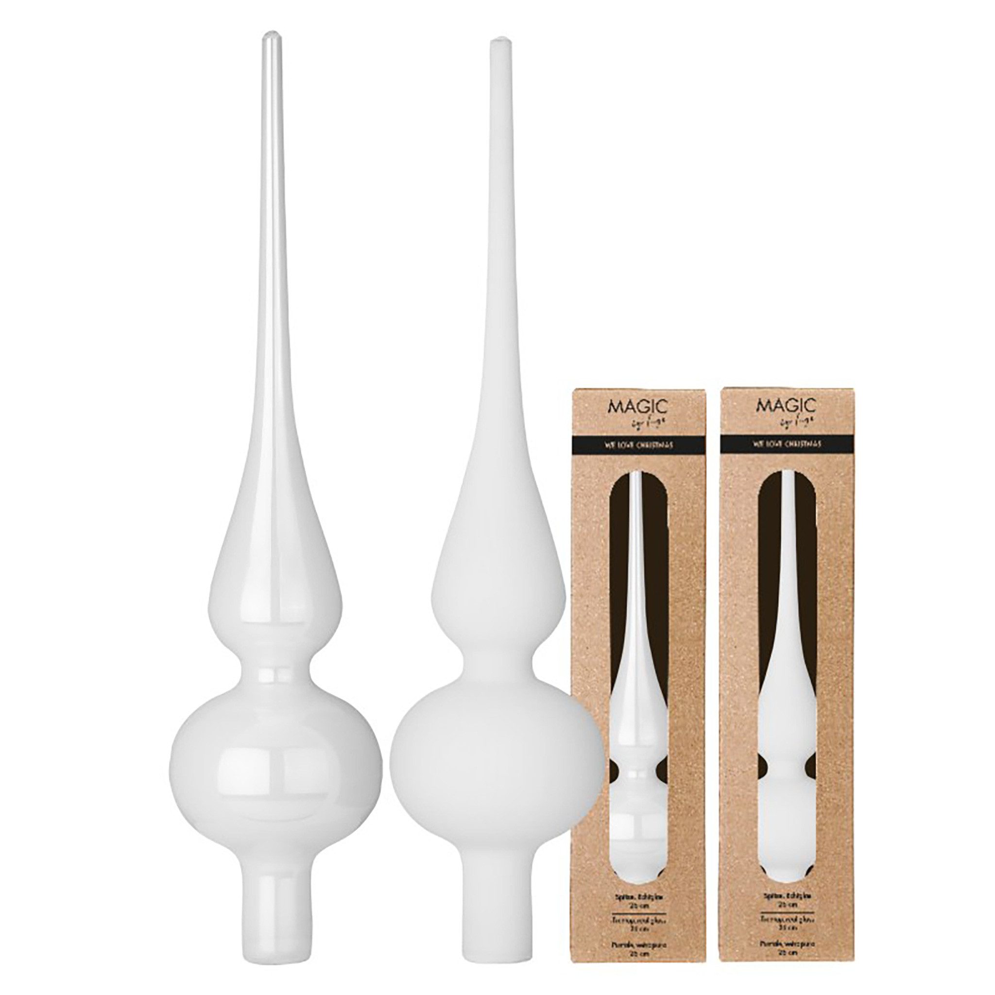 Holly & Jolly Christbaumspitze, Christbaumspitze Glas 26cm 1 Stück matt / glänzend sort. - Pure White
