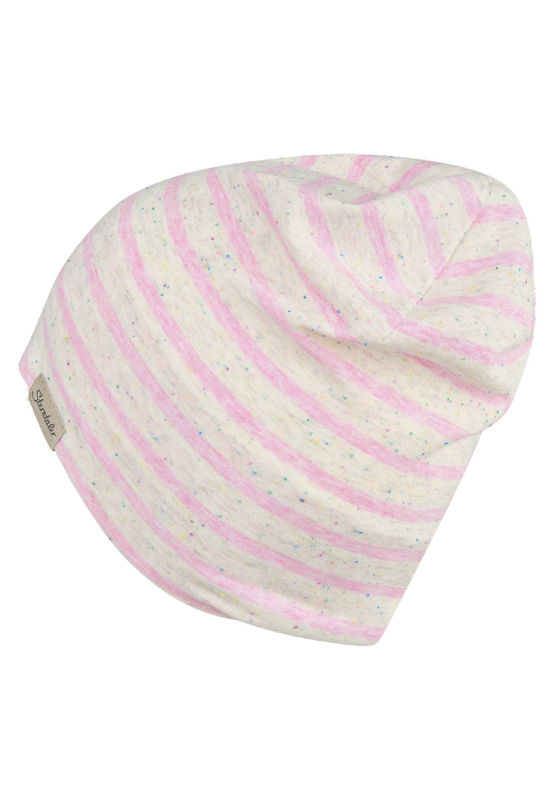 Sterntaler® Beanie UV-Schutz 50+ Beanie Streifen (1-St) Beanie aus Ringel-Melange-Jersey mit Pünktchen, 2 Tragevarianten