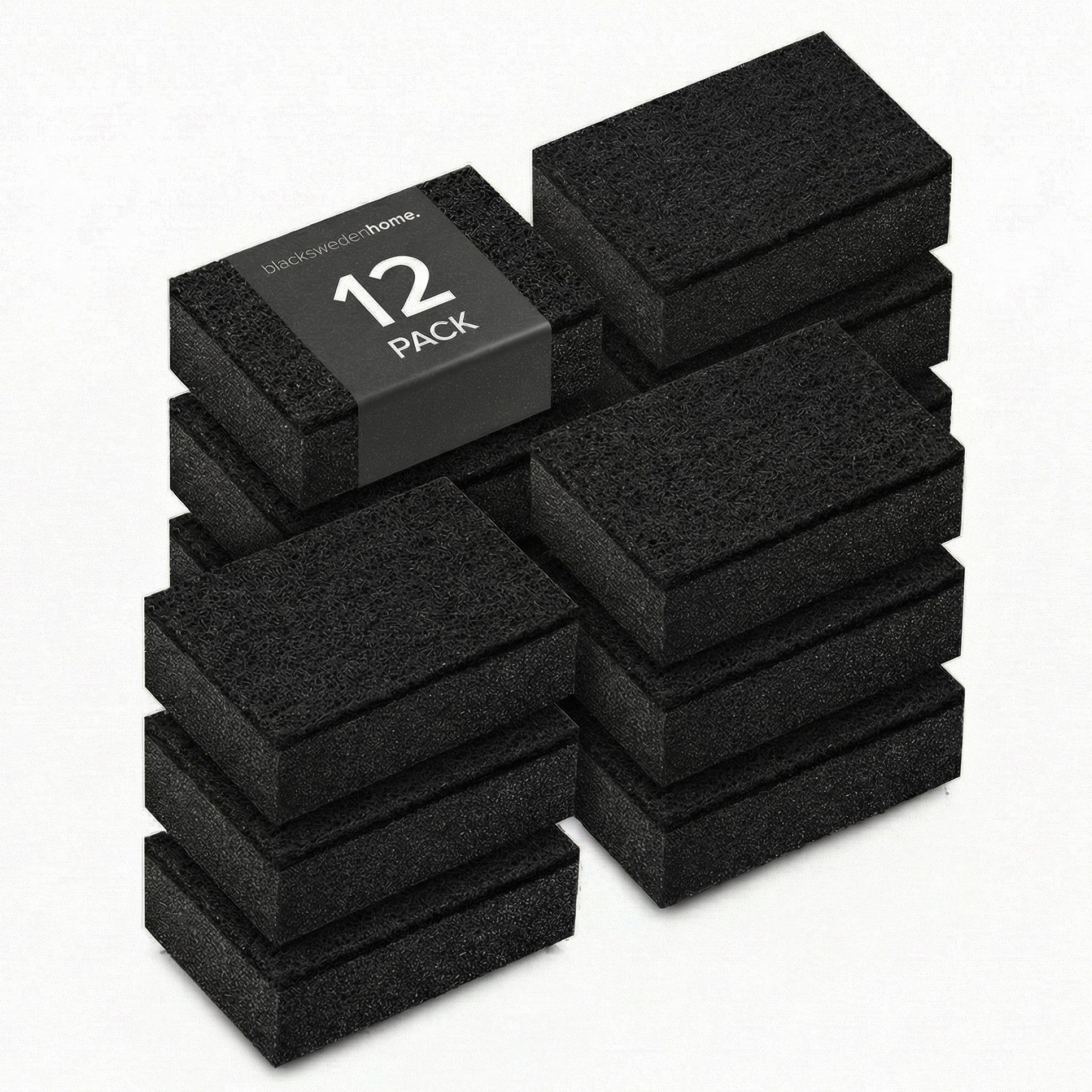 blackswedenhome. Geschirrschwamm Spülschwamm 12 Stück SVAMP Küchenschwamm Schwamm Schwarz, 12 Stück, PU-Schaum, Scheuervlies