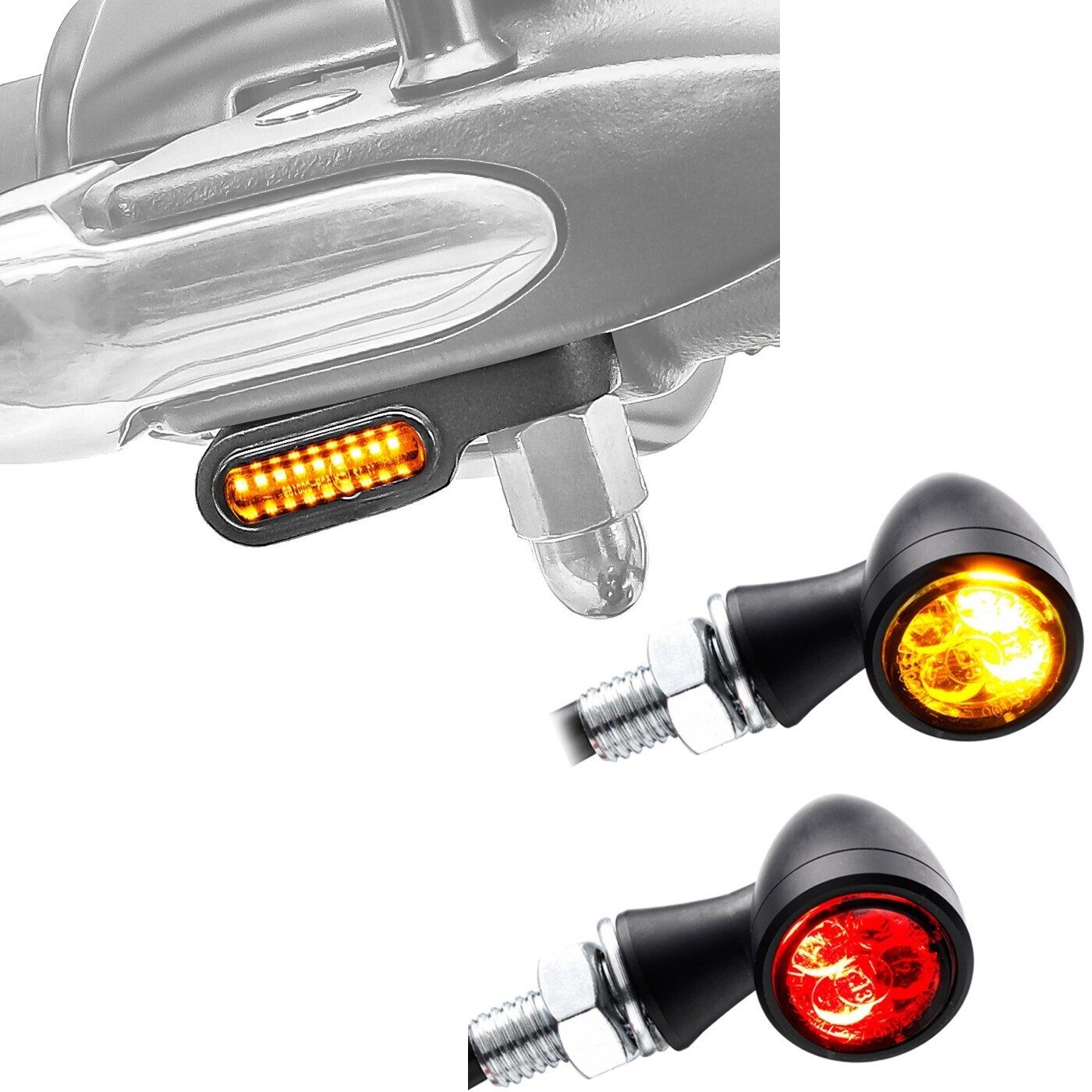 Lumitecs Halter Set: LED Lenkerbl. XS + E-Prüfzeichen get. + LED Blinker TX1 get. + Br