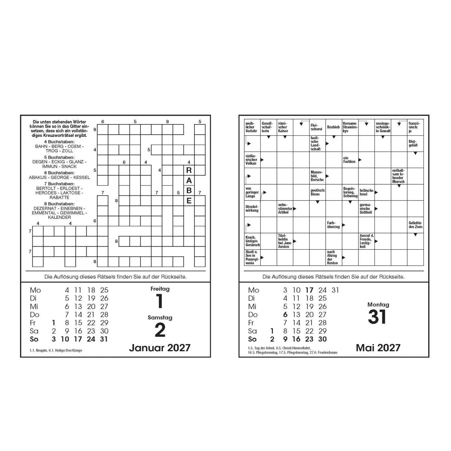 Bassermann Verlag Abreißkalender Rätselkalender 2027