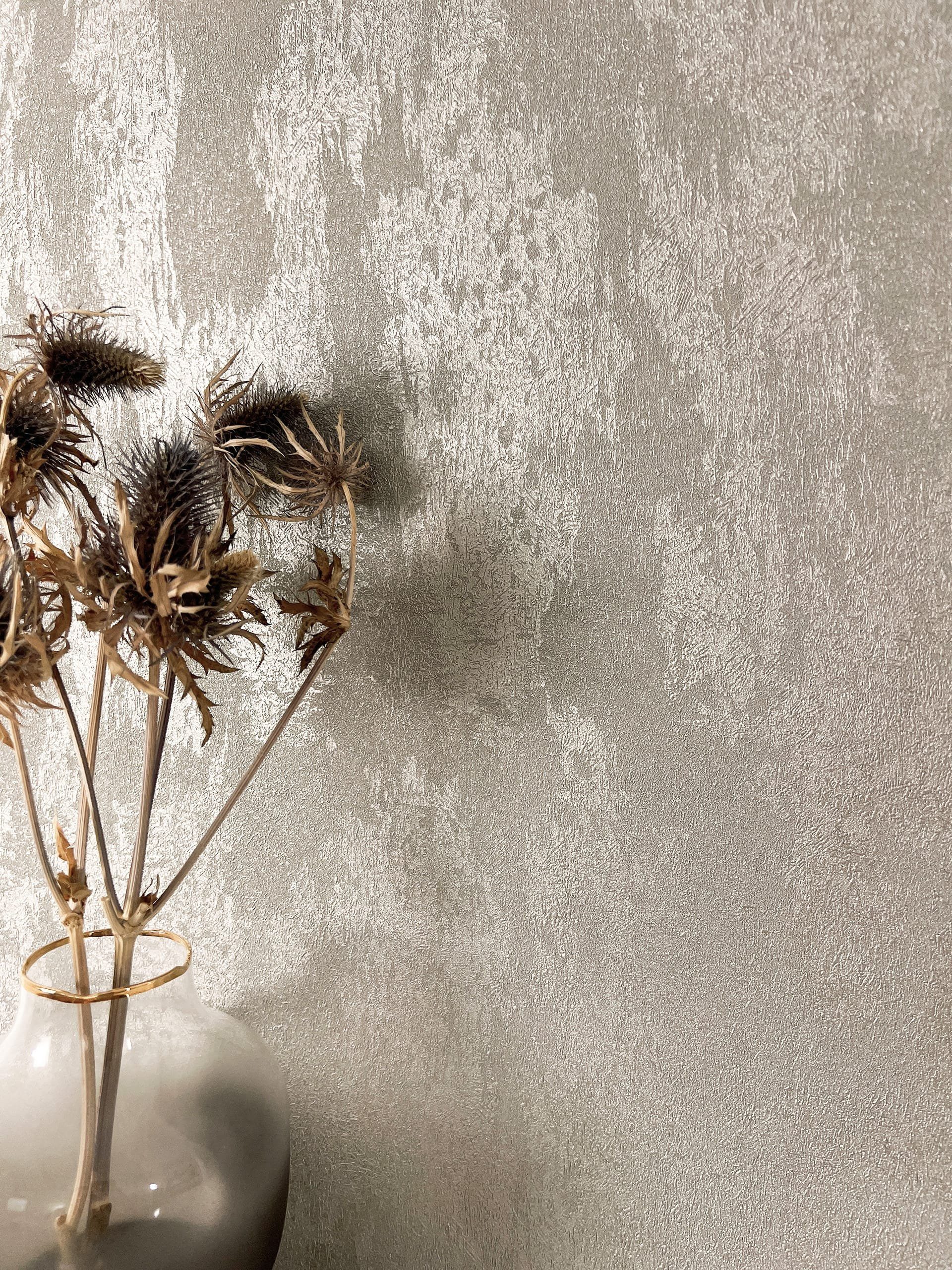 Newroom Vliestapete Kitron Grey Tapete Glanztapete Beton,Zement,Putz-Optik, Grau Tapete Modern Beton - Betontapete Betonwand Glamour Industrial Zement Putz-Optik für Wohnzimmer Schlafzimmer Küche, Betontapete