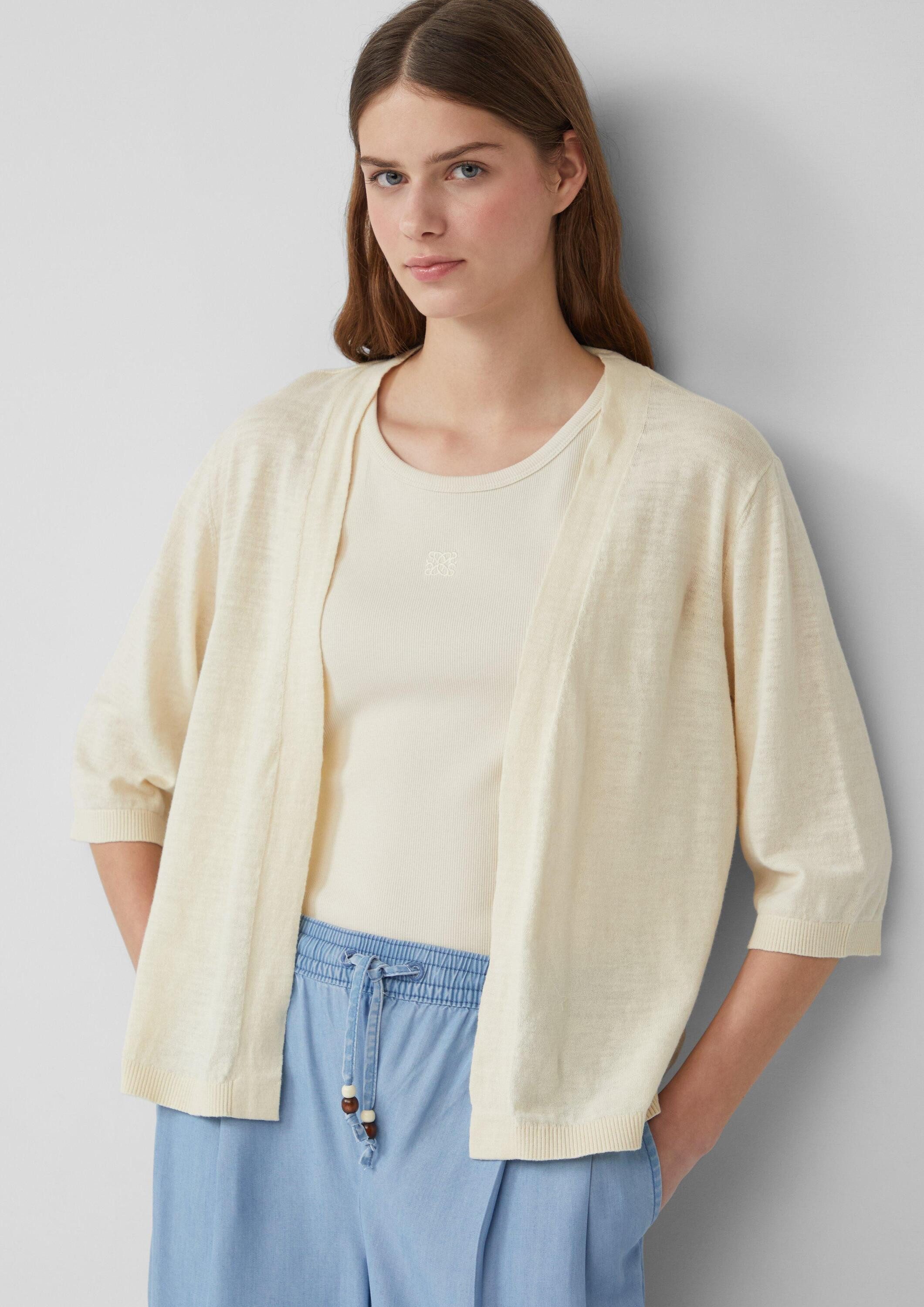 s.Oliver Cardigan Strickjacke Feinstrickcardigan aus Baumwolle mit 3/4-Ärmeln