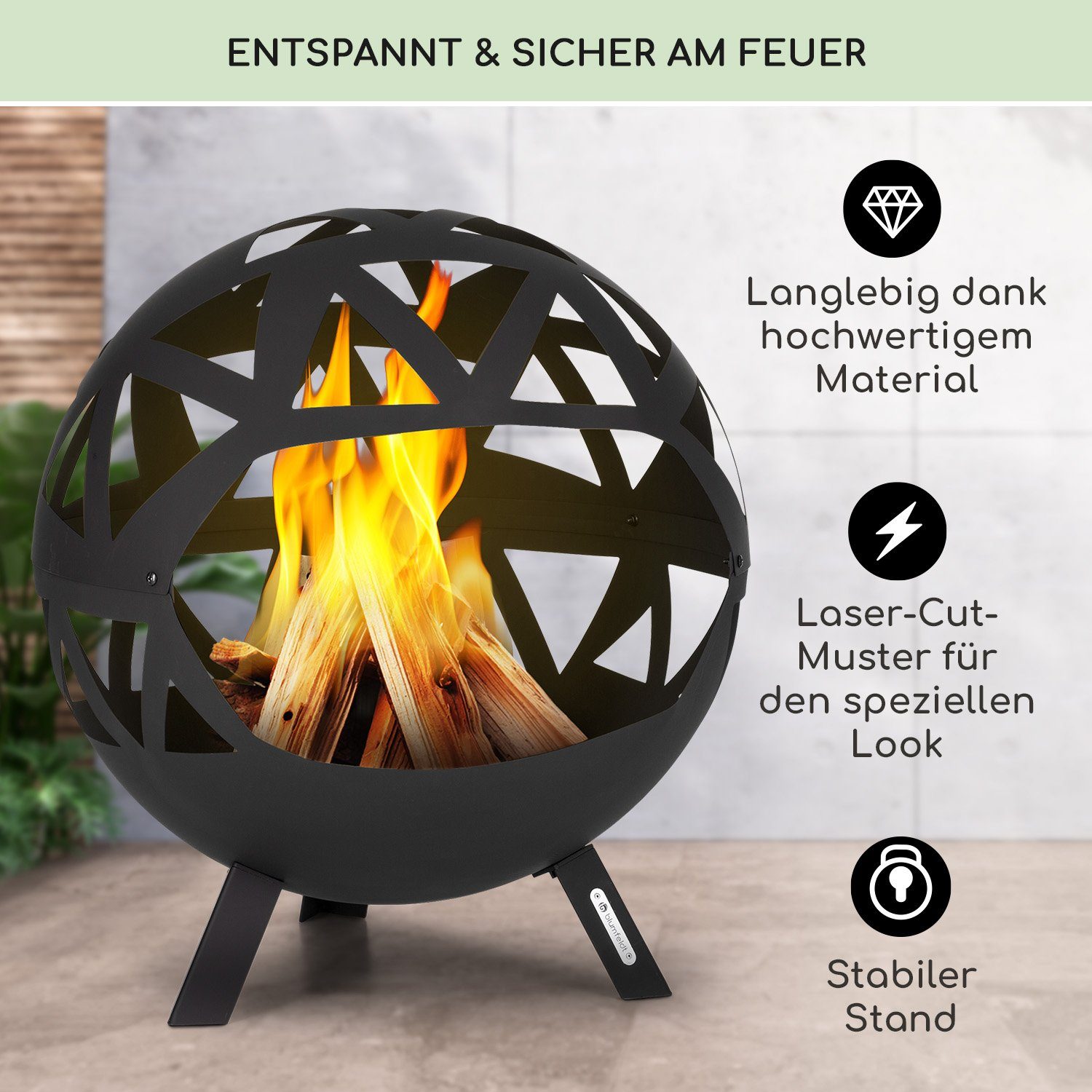 blumfeldt Feuerschale Colima, (Set), Feuerkorb Feuerstelle Outdoor Feuerschale Garten