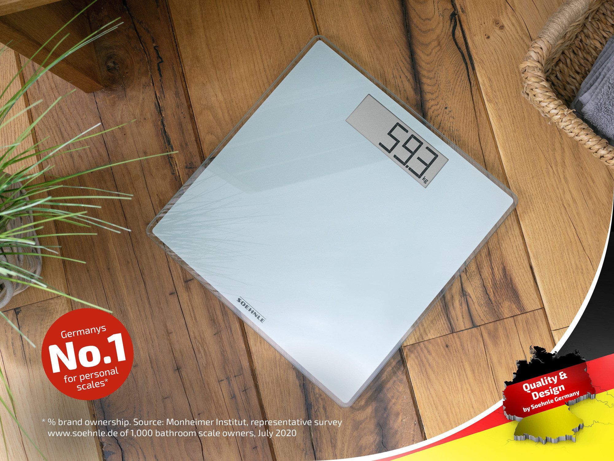 Soehnle Personenwaage Style Sense Comfort 100, 1-tlg., LCD-Anzeige, flaches Design, bis 180kg, kg/lb/st, inkl. Batterien