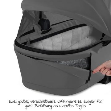 Hauck Kombi-Kinderwagen Walk N Care Air Trio Set - Dark Grey, 3in1 Kinderwagen Set mit Babyschale, Babywanne, Sportsitz & Zubehör