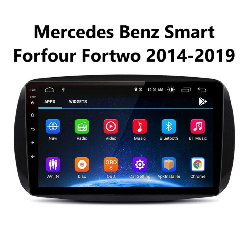 GABITECH Fortwo Mercedes Autoradio Einbau-Navigationsgerät 9 2014-2019 Smart zoll 12 GPS android für