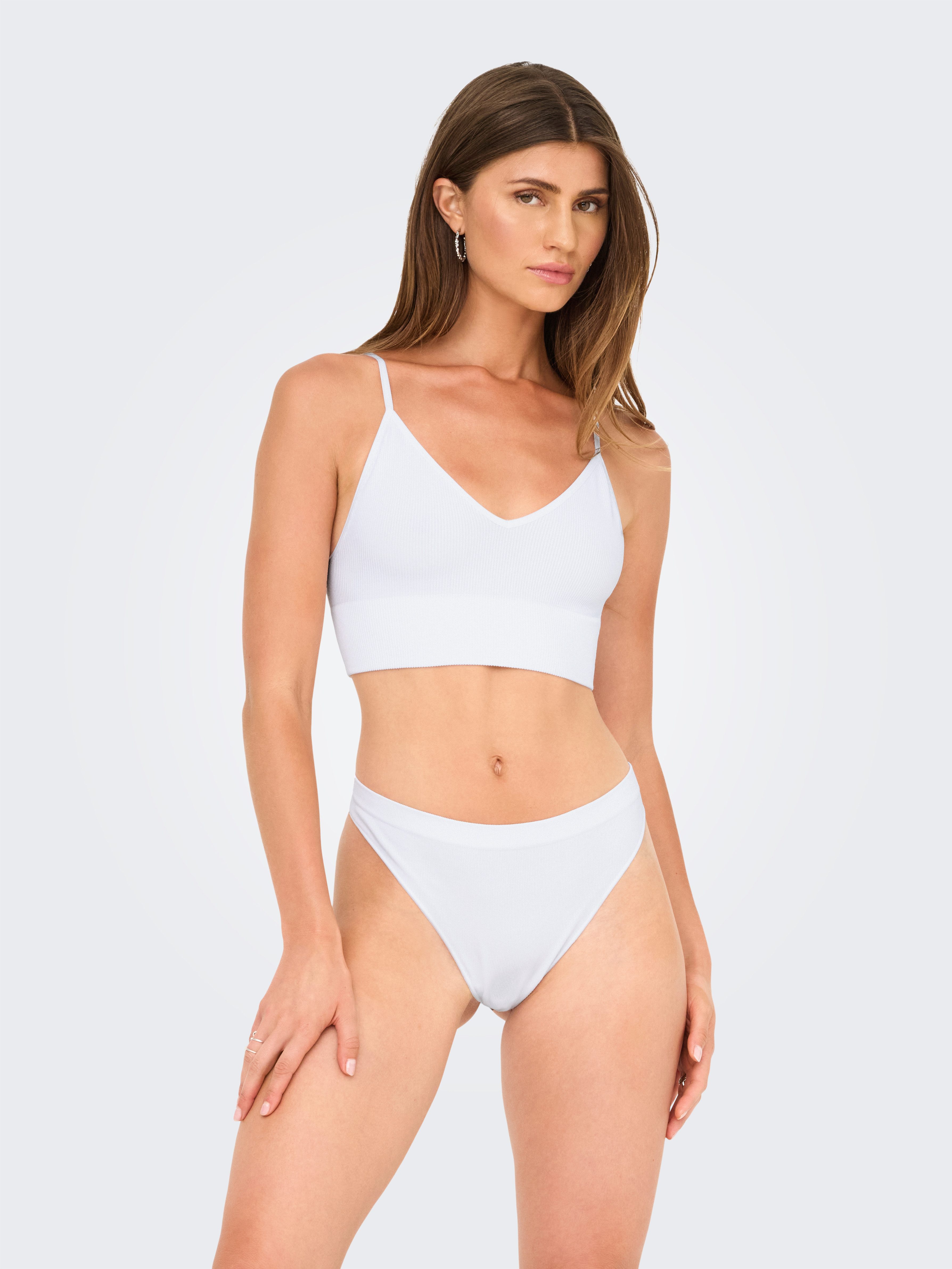 ONLY Bustier ONLVICKY RIB S-L V-NECK 3-PACK TOP NOOS (Packung, 3-tlg) figurbetont, modisch, Materialmix, Jersey, Spaghettiträger