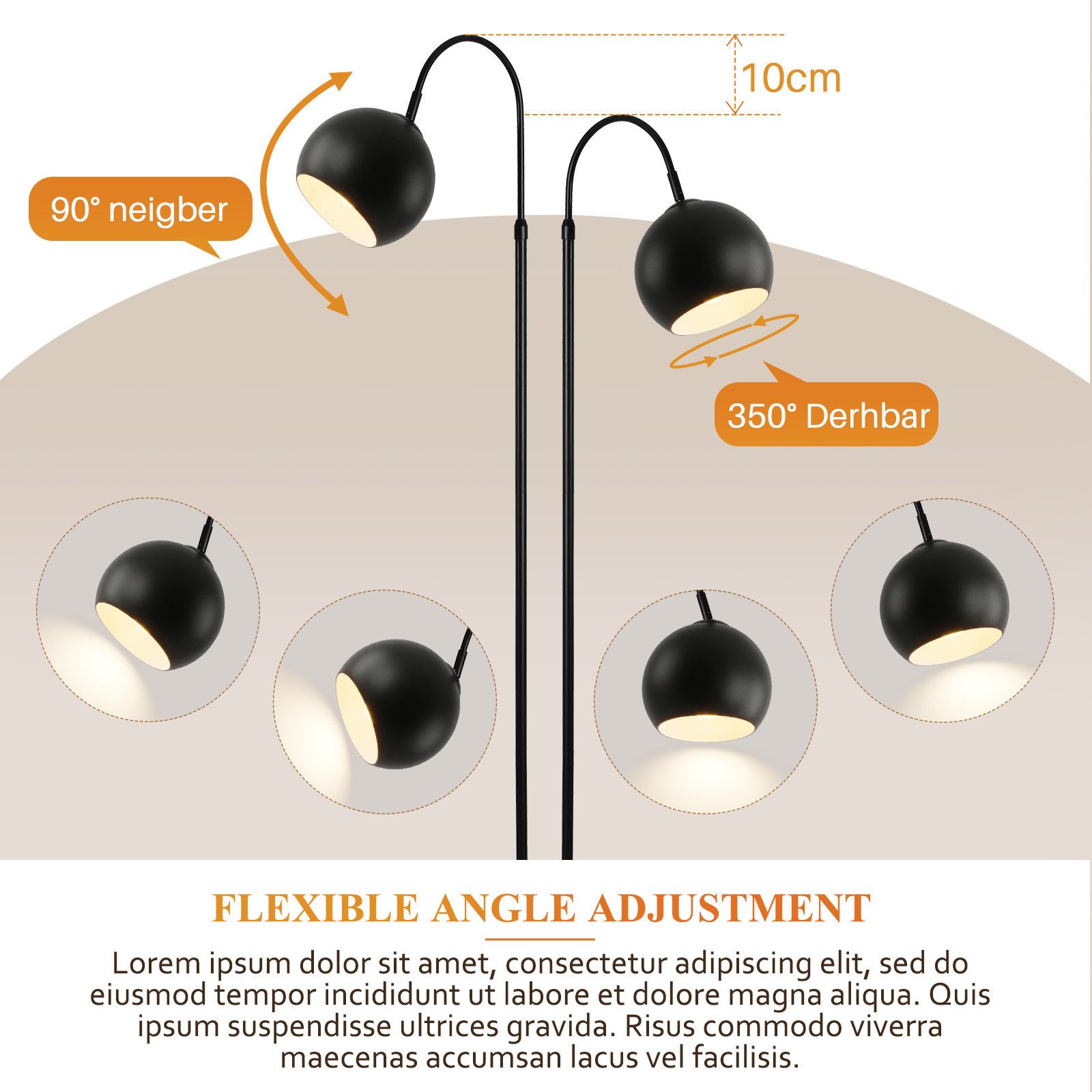 Nettlife Stehlampe Bogenlampe Wohnzimmer Schwarz/Antik Bronze Retro Metallschirm E27 40W, ohne Leuchtmittel, 160 cm ideal als Leseleuchte für Wohnzimmer – Bild 4 von 5