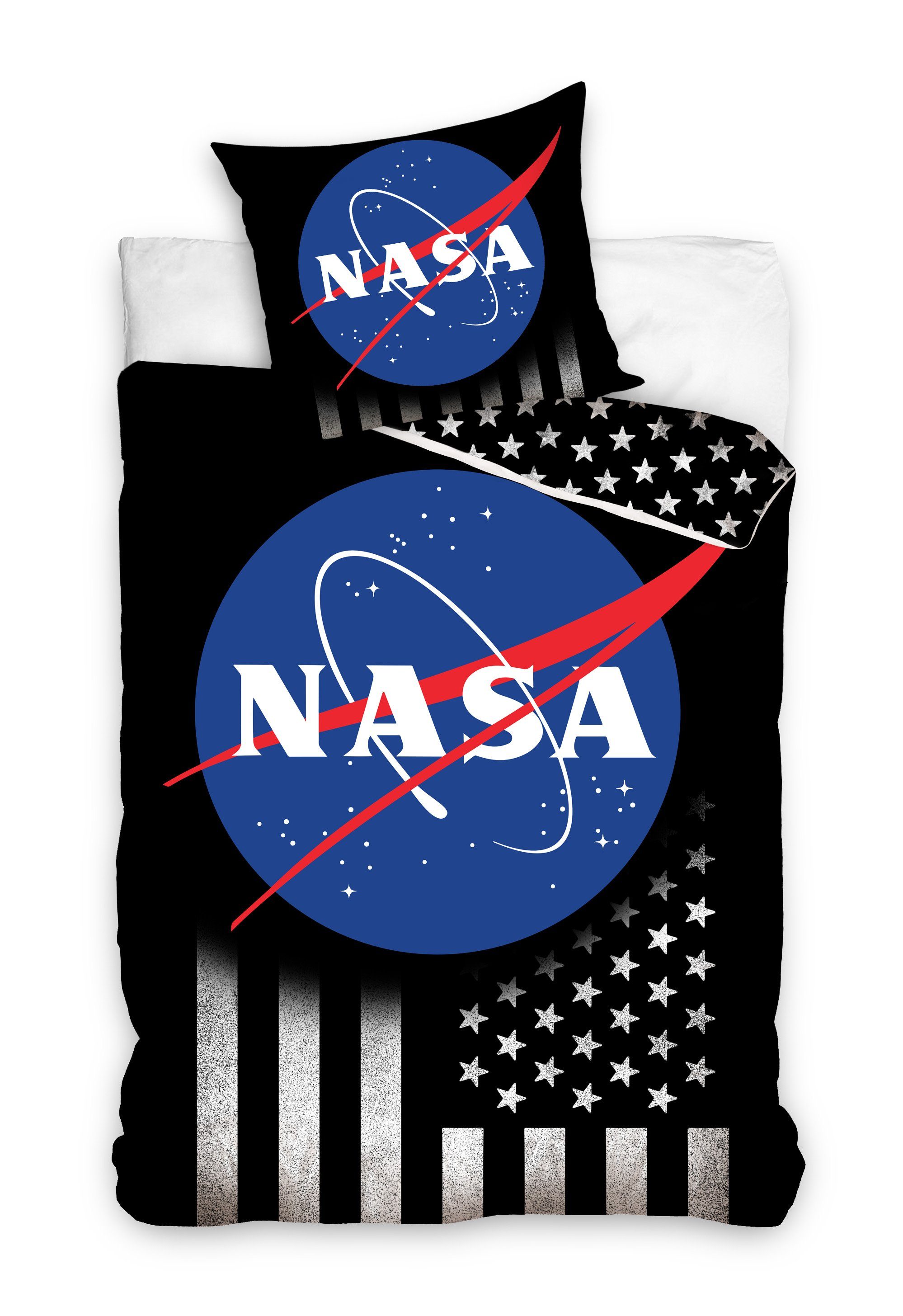 NASA Bettwäsche USA Flagge, Renforcé, 2 teilig, Mit Reißverschluss