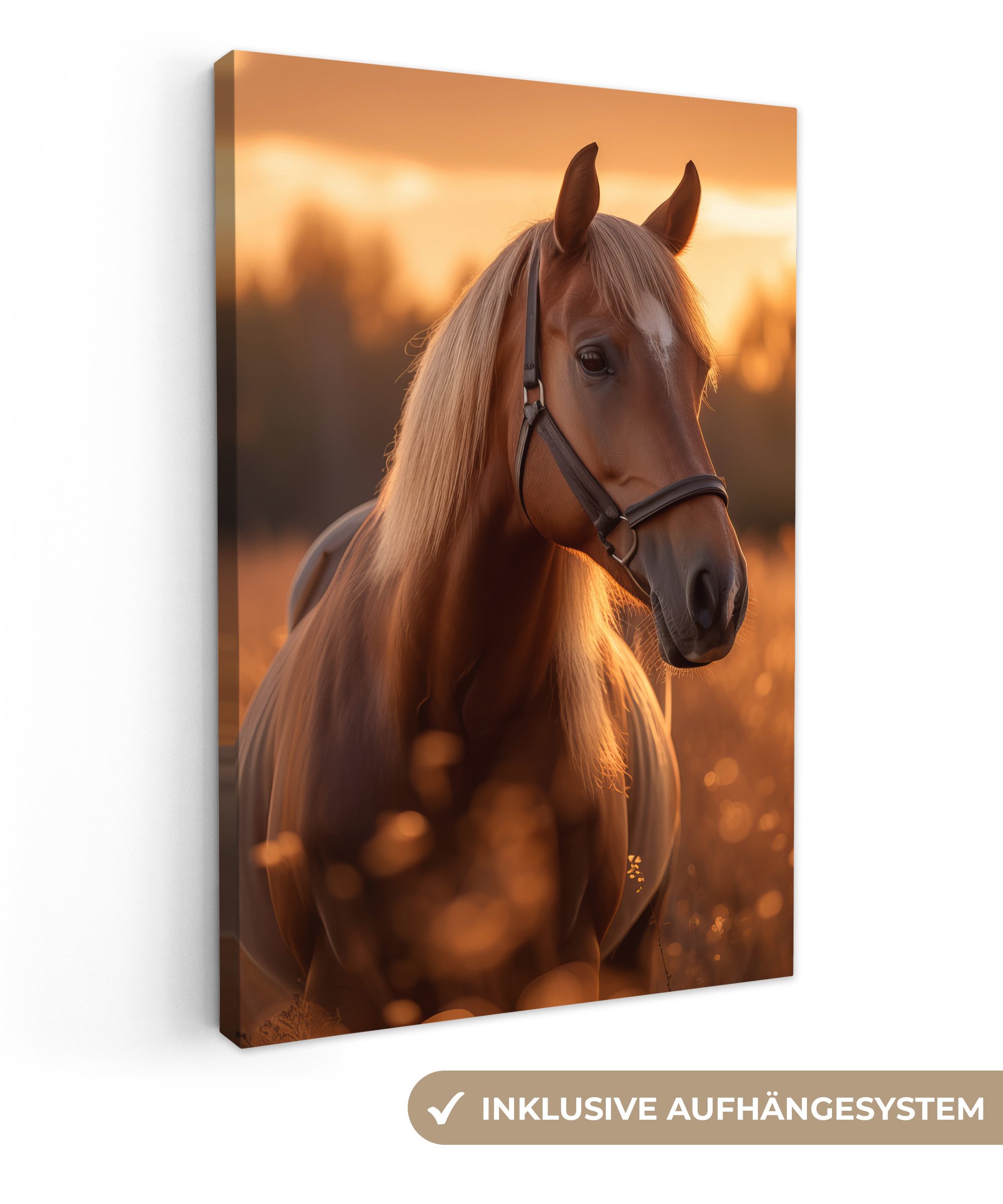 OneMillionCanvasses® Leinwandbild Pferd - Natur - Tier - Braun - Tierporträ günstig online kaufen
