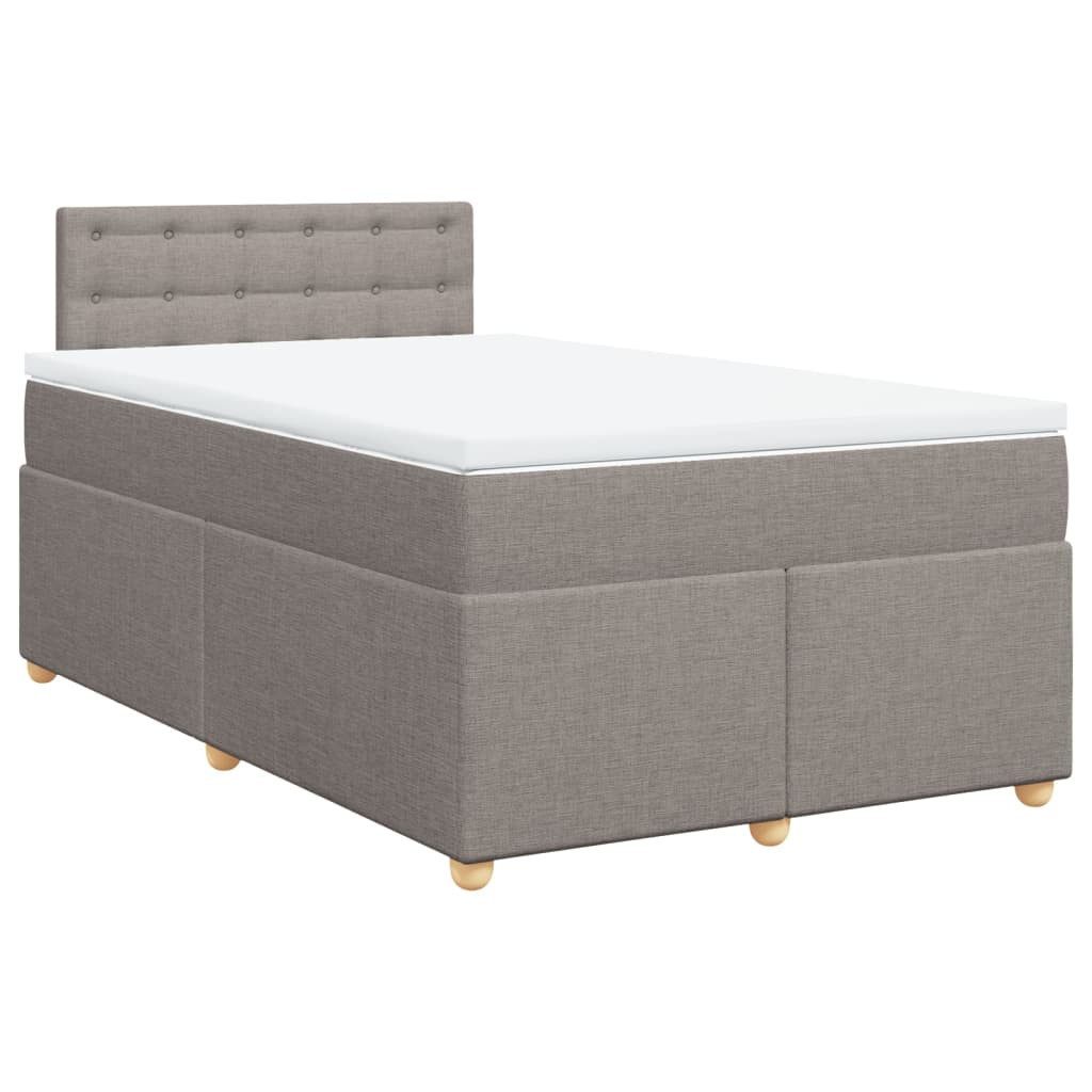 vidaXL Bett Boxspringbett mit Matratze Taupe 120x200 cm Stoff