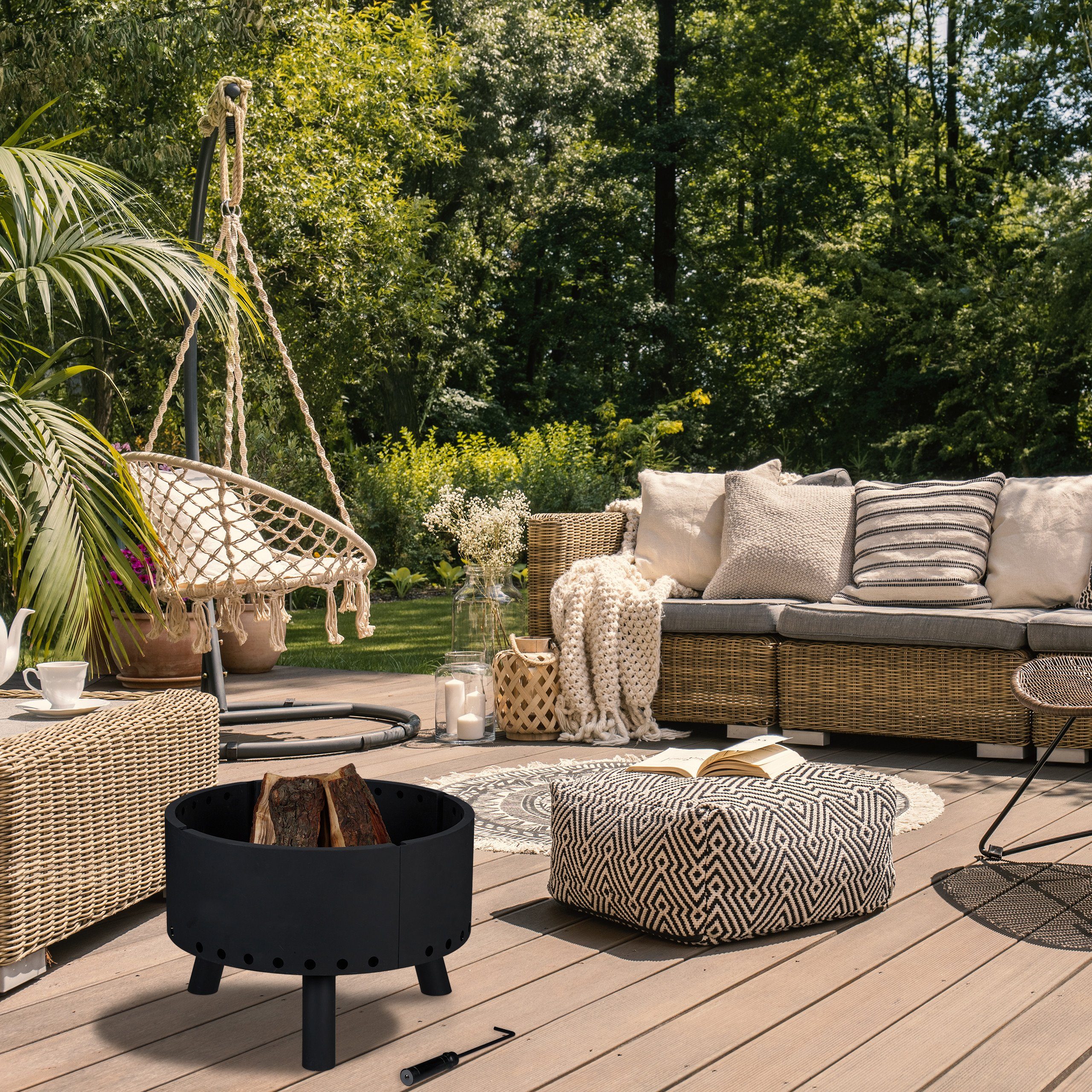 relaxdays Feuerschale mit Flammenschutz günstig online kaufen