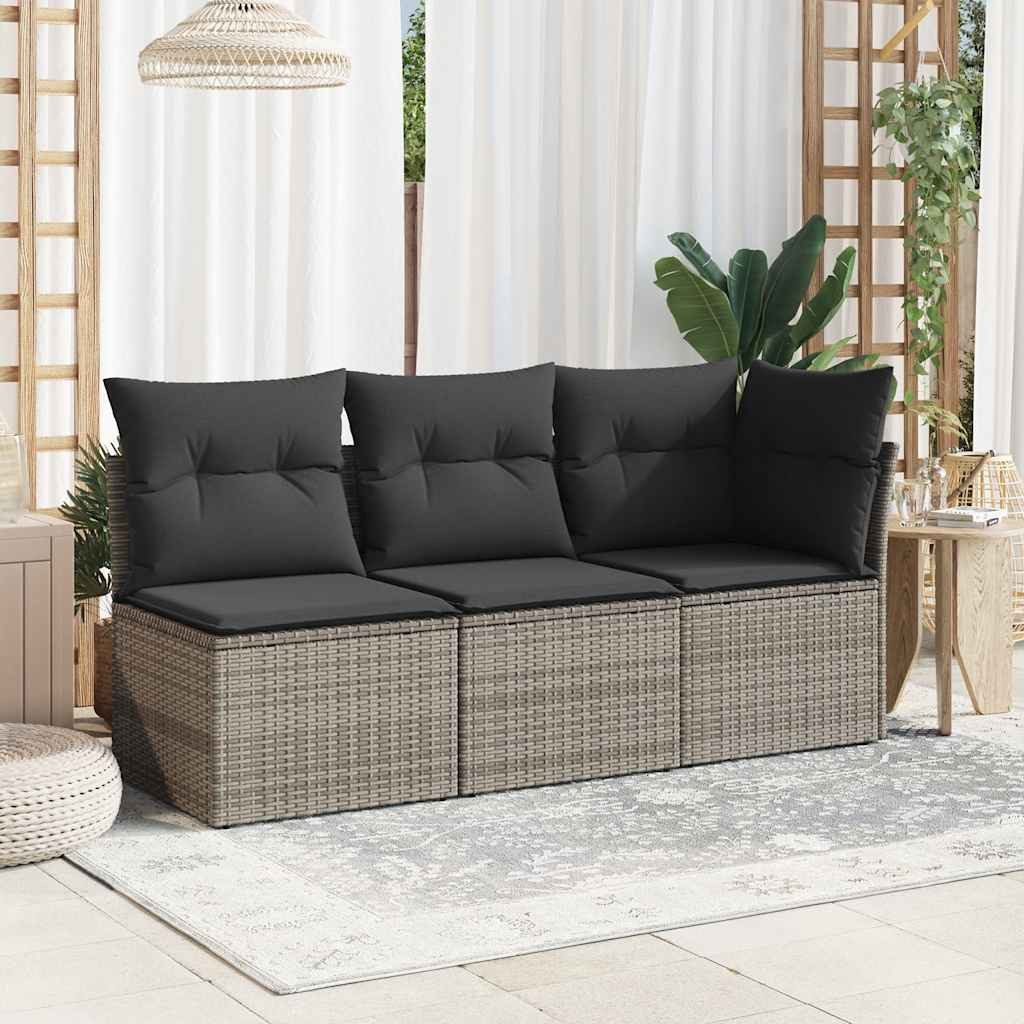 vidaXL Loungesofa Garten-Ecksofa mit Kissen Grau günstig online kaufen