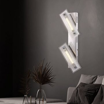 etc-shop LED Wandleuchte, LED-Leuchtmittel fest verbaut, Warmweiß, 2er Set LED Design Wand Lampen Wohn Zimmer Beleuchtung Chrom Leuchten