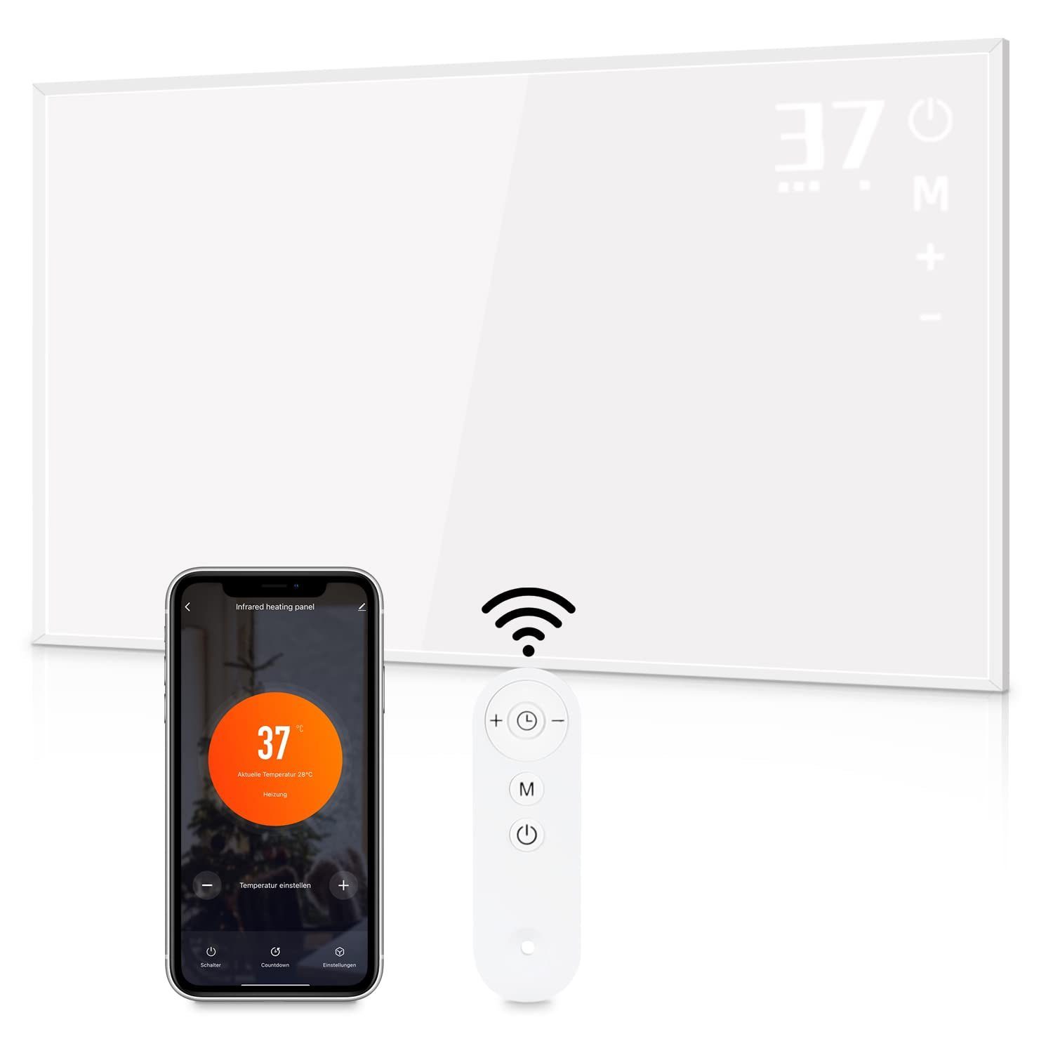 ZMH Infrarotheizung Wandheizung mit Fernbedienung Energieeinsparung Schlafzimmer Hotel, Wand- oder Deckenmontage mit Timer, 600W
