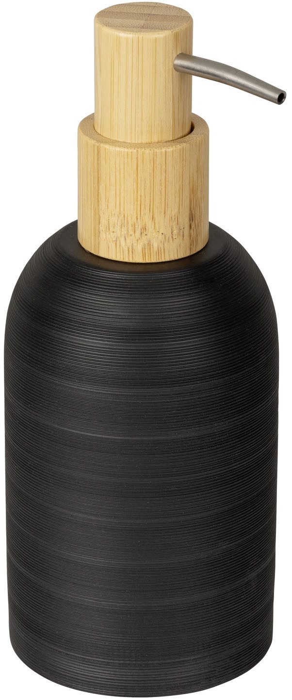 WENKO Seifenspender Altavalle, robuster Dosierspender aus Polyresin und Bambus, moderne Optik, 250 ml