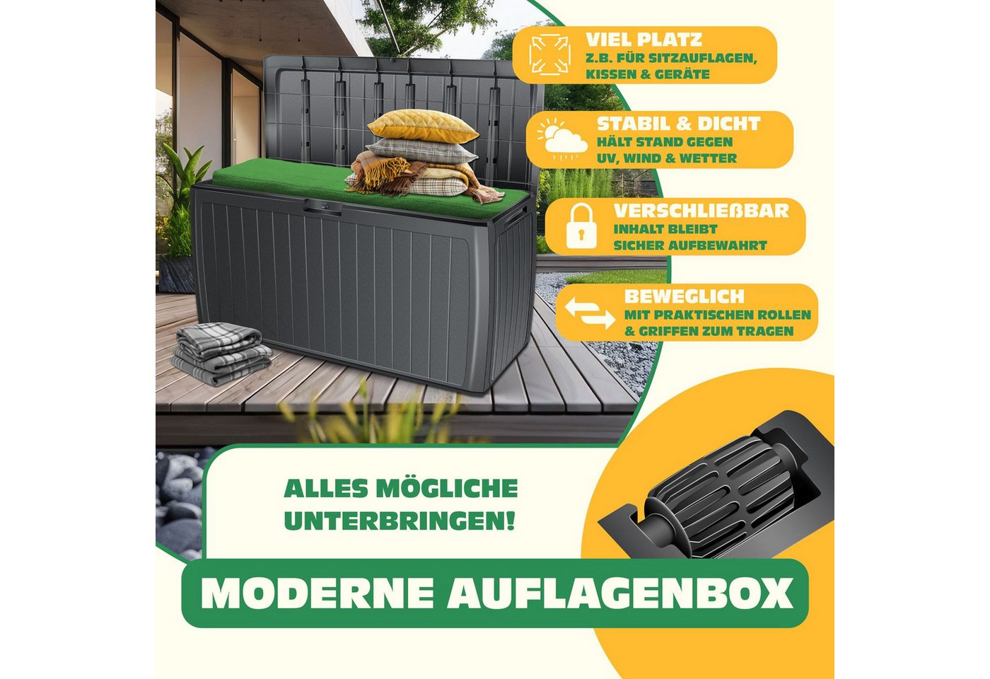 Thumbnail - KESSER Aufbewahrungsbox, Auflagenbox Kissenbox 290 Liter mit abschließbarem Deckel