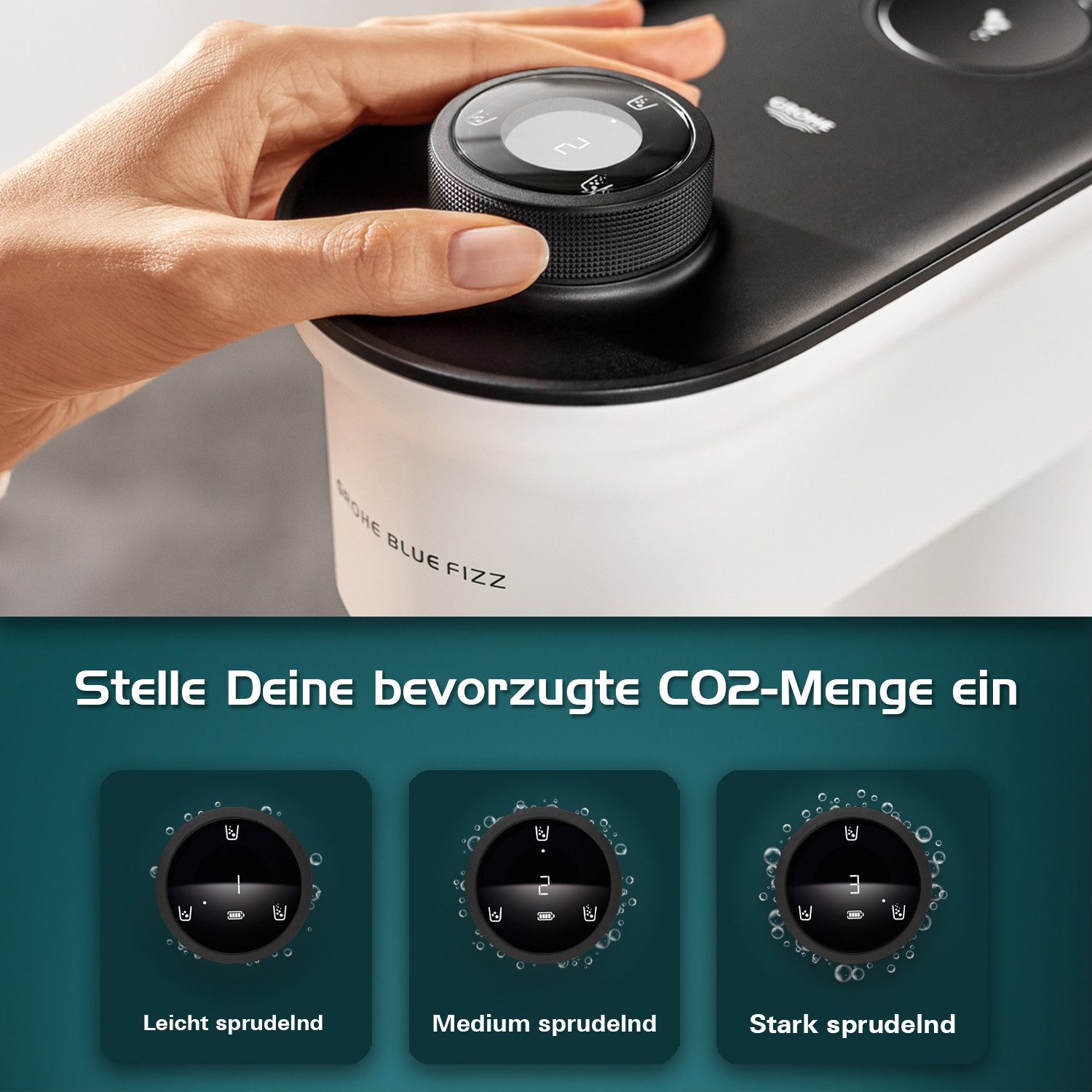 Grohe Wassersprudler Blue Fizz Wassersprudler, Basic Couple Starter Set, schwarz (31942K00)