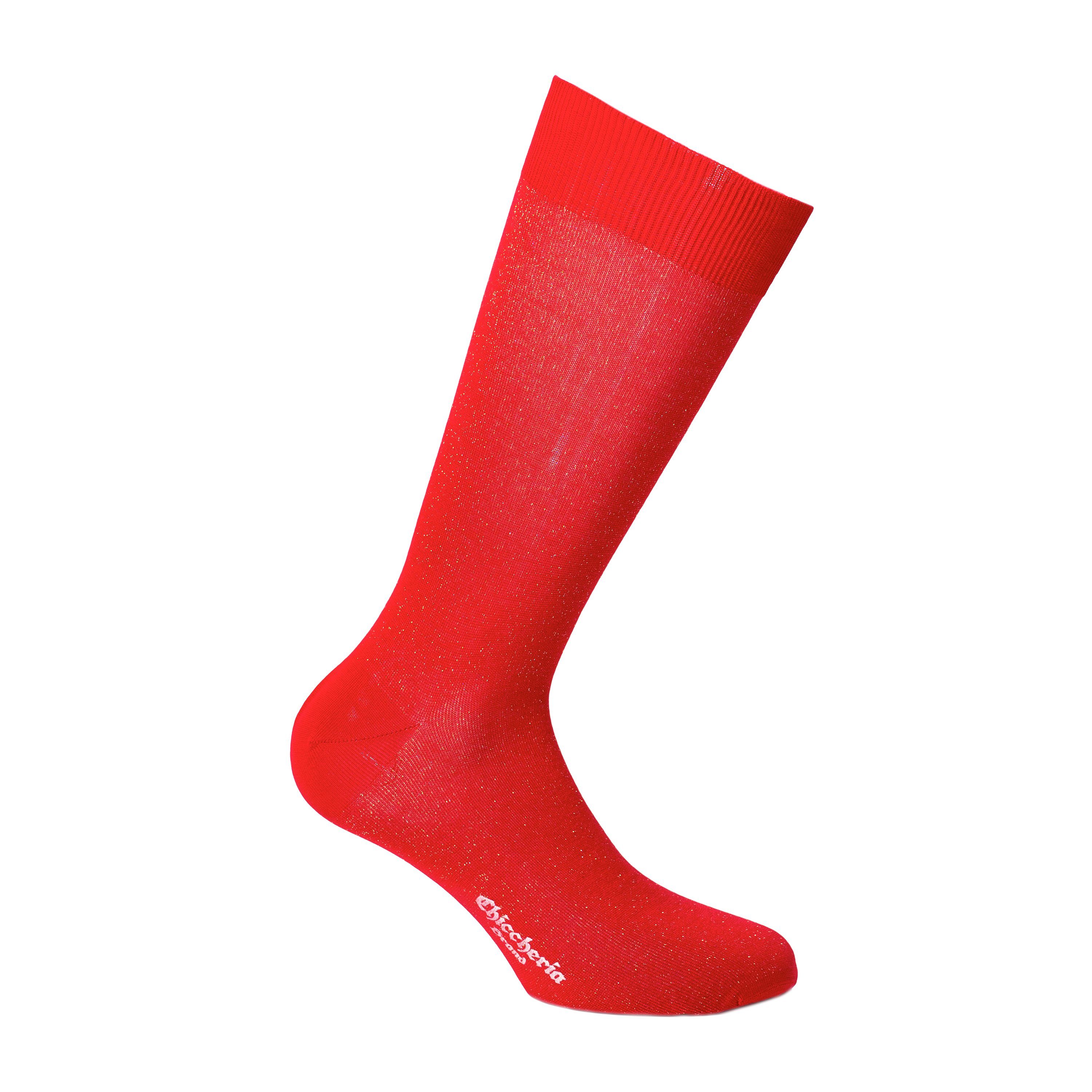 Chiccheria Brand Socken Weihnachten (1 Paar) rot mit Goldglitzer, Made in Italy by Bresciani