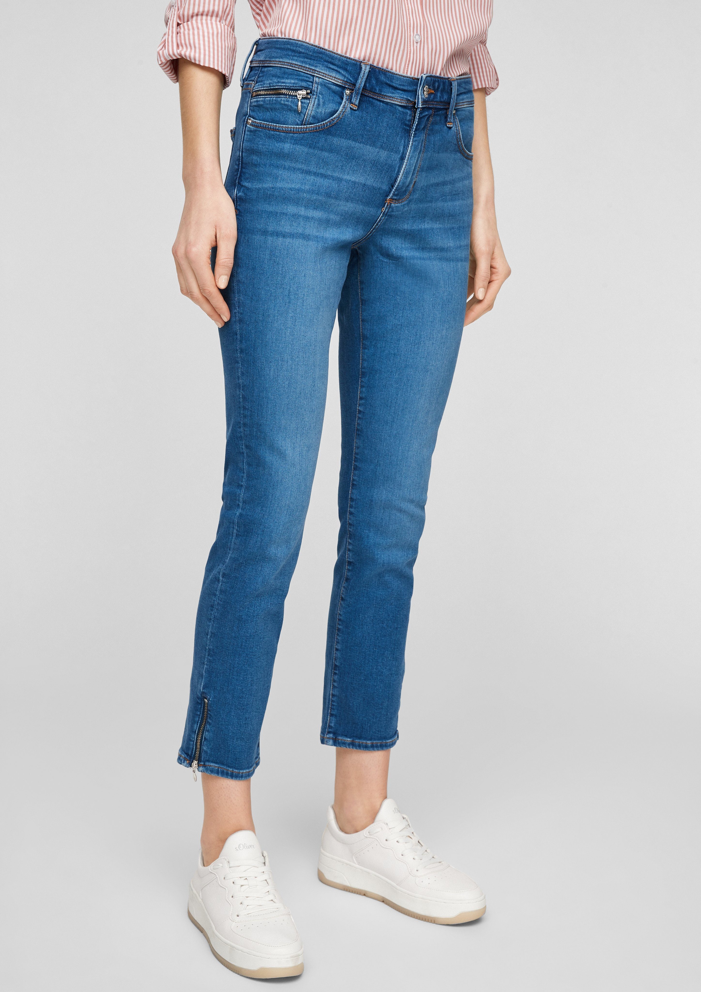 s.Oliver 7/8-Jeans »Slim Fit: Slim ankle leg-Jeans« Waschung, Leder-Patch,  Reißverschluss online kaufen | OTTO