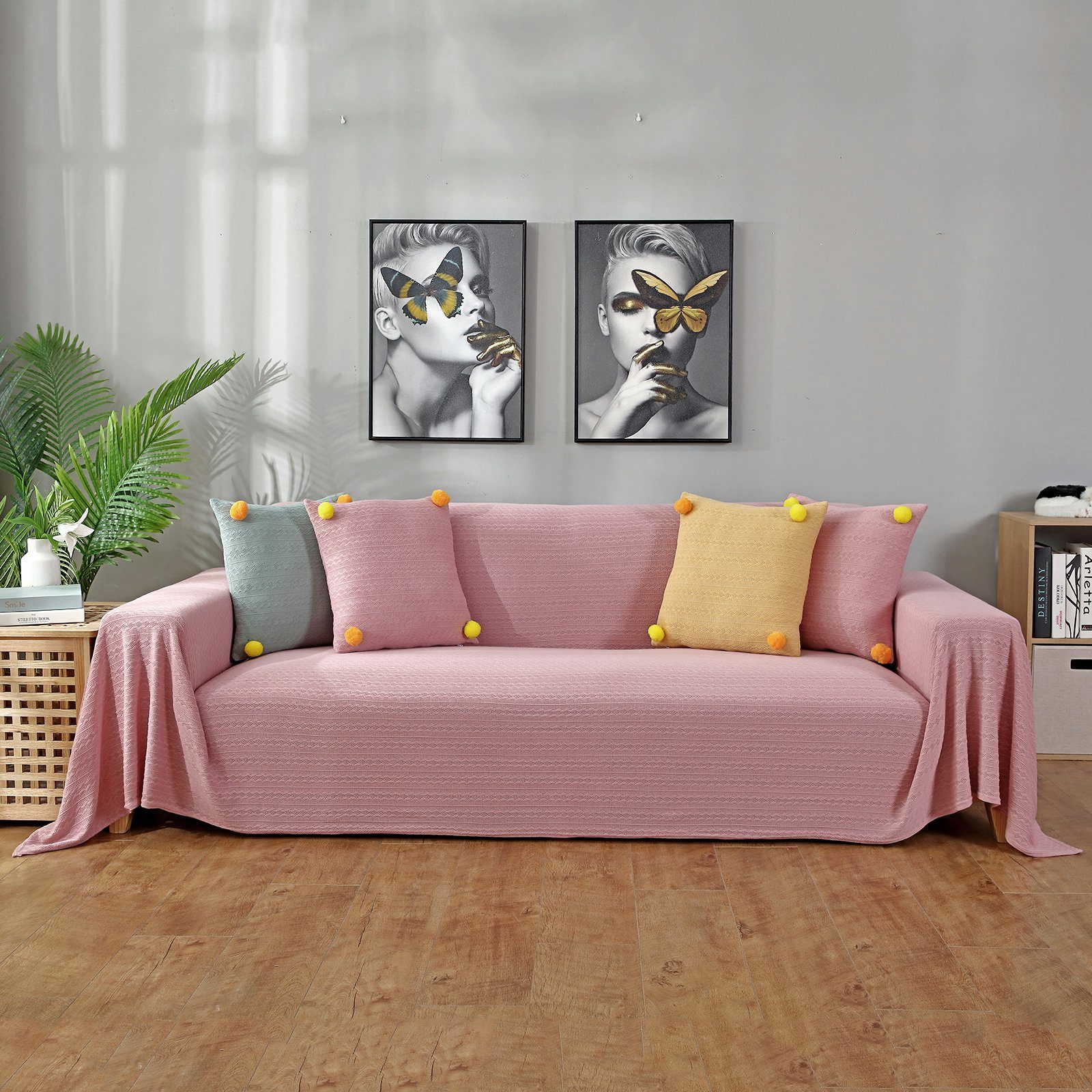 Sunicol Sofahusse Sofaüberwurf, Sofabezug, Sofaüberwurf, Gestrickte Decke für 1-3 Sitzer, Universal Couchbezug, für Wohnzimmer Protector