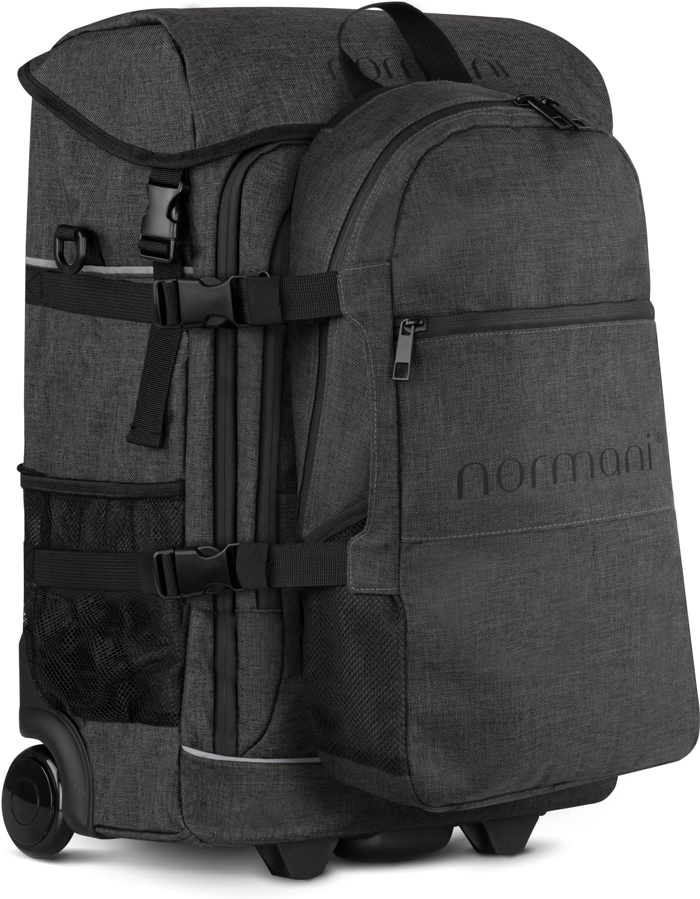 und Trolleyfuktion Rucksack, Rucksackfuntkion Handgepäck in mit kleinem Rucksack Trolley Reisetasche mit normani Maßen