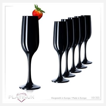PLATINUX Sektglas Schwarze Sektgläser, Glas, Champagnergläser 160ml (max. 210ml) Sektflöten Sektkelche Sektglas
